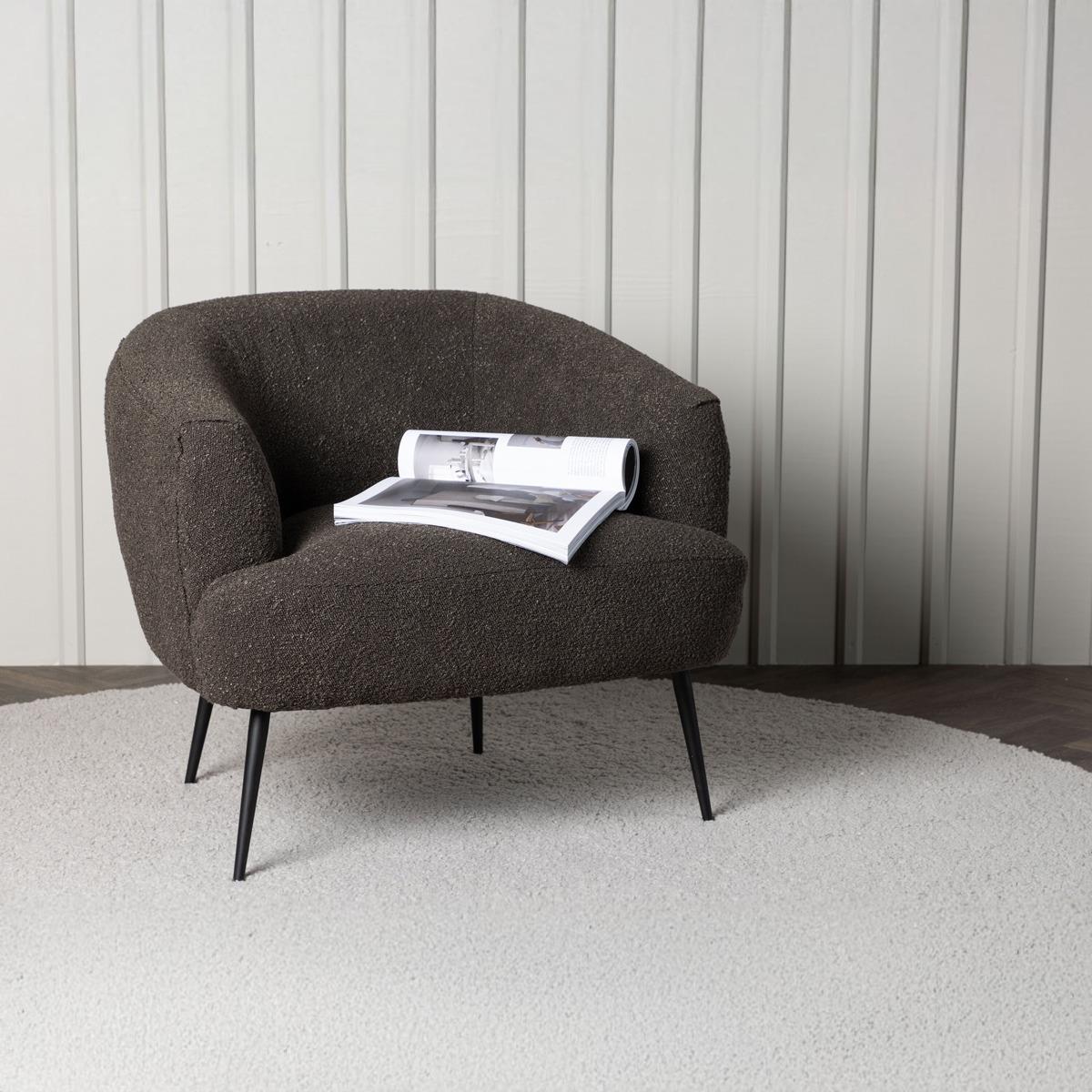 Fjôrd - Fauteuil Donkergrijs- Bouclé - Derry