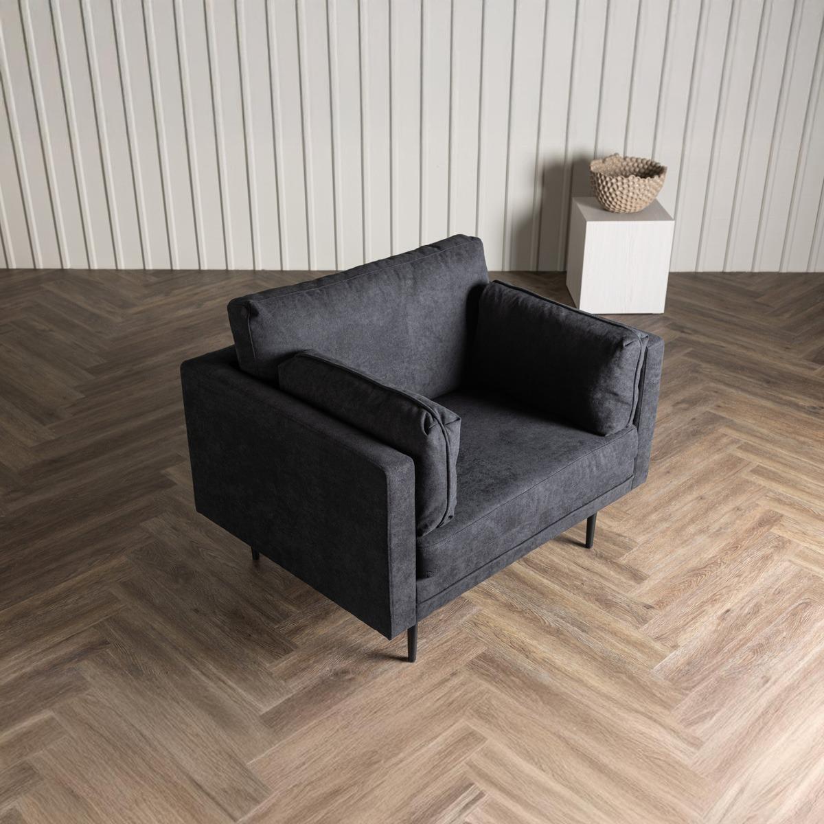 Fjôrd - Fauteuil Zwart - Linnen - Boom
