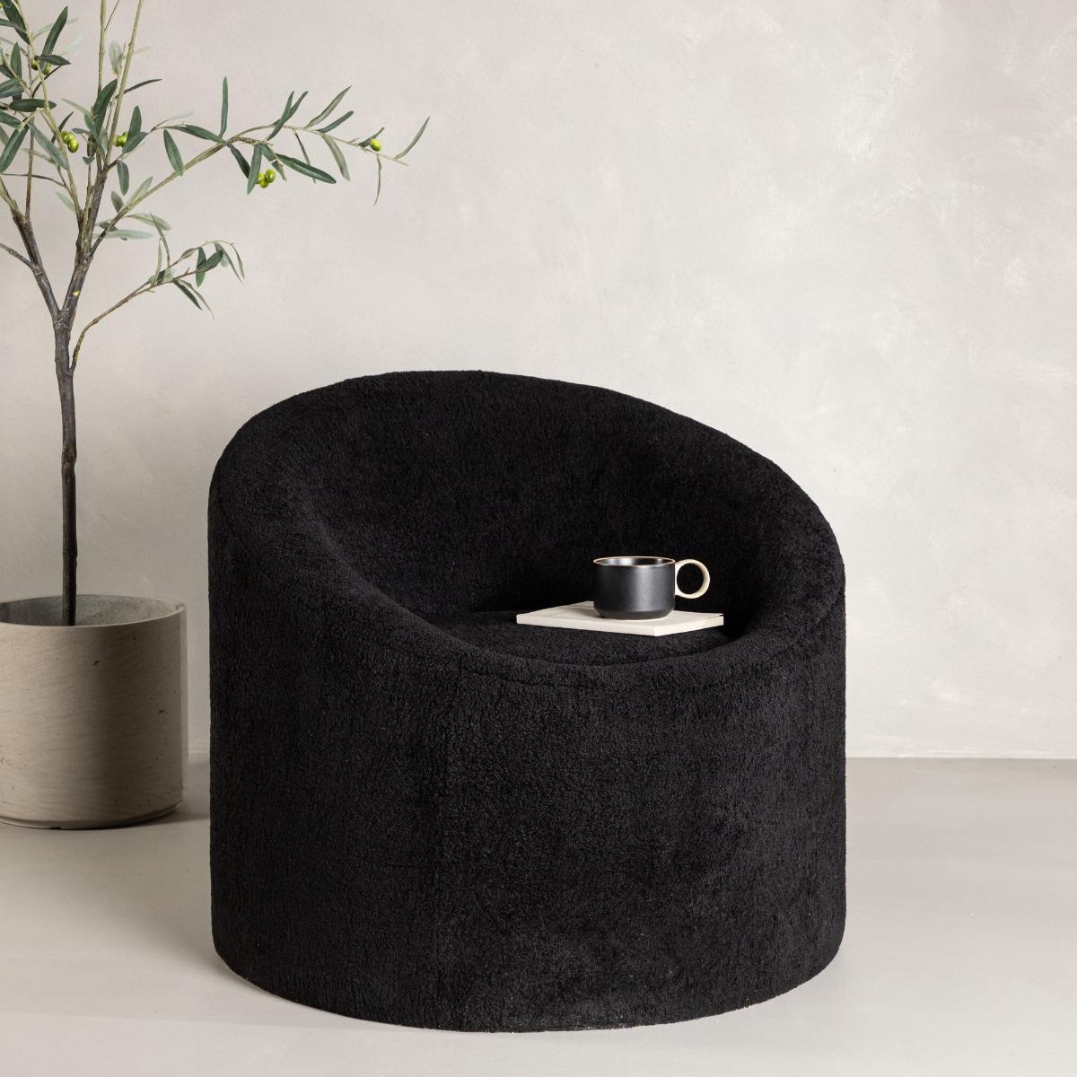 Fjôrd - Fauteuil Zwart - Bouclé - Warren