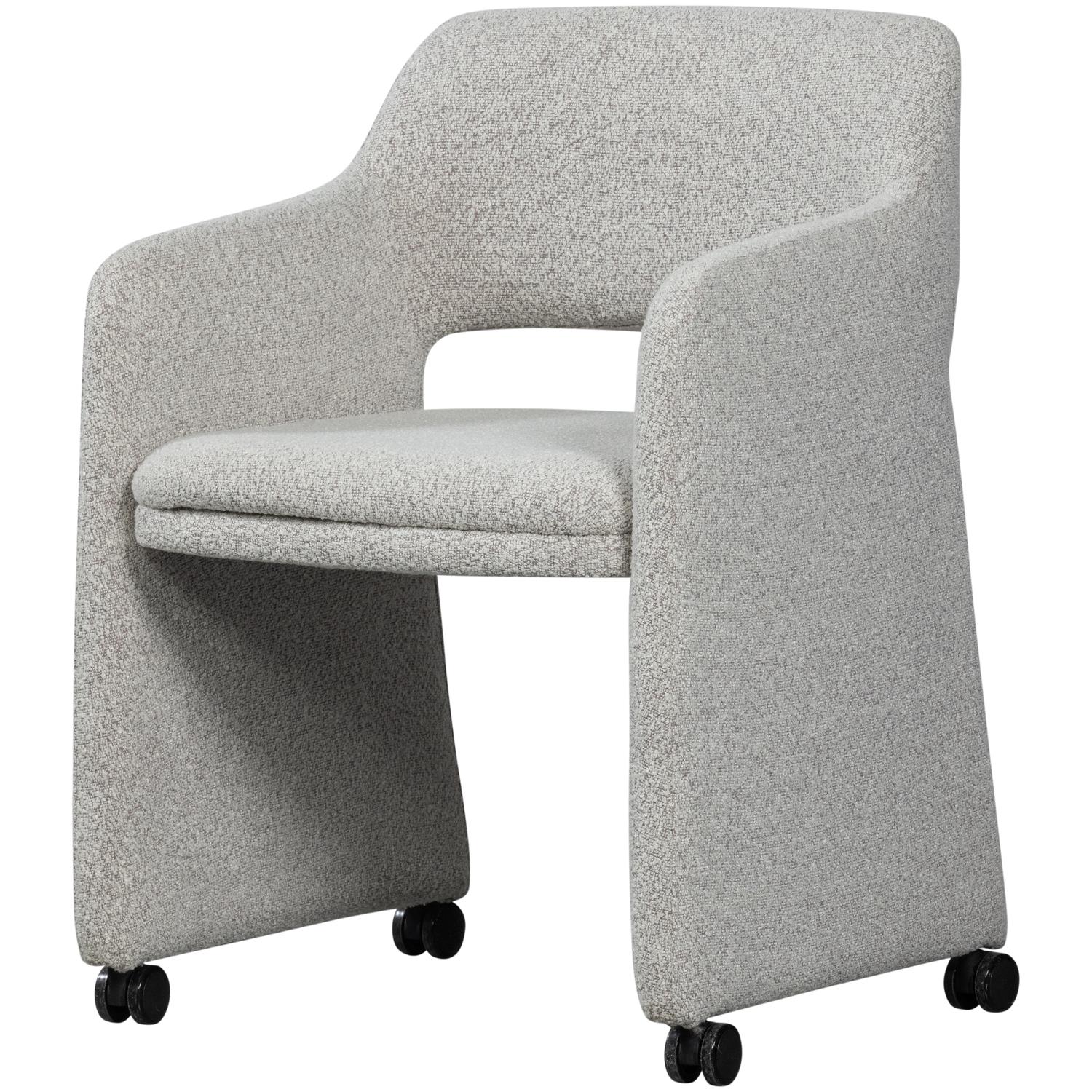 WOOOD Lyric Eetkamerstoel Met Wieltjes - Polyester - Greige - 79x59x58