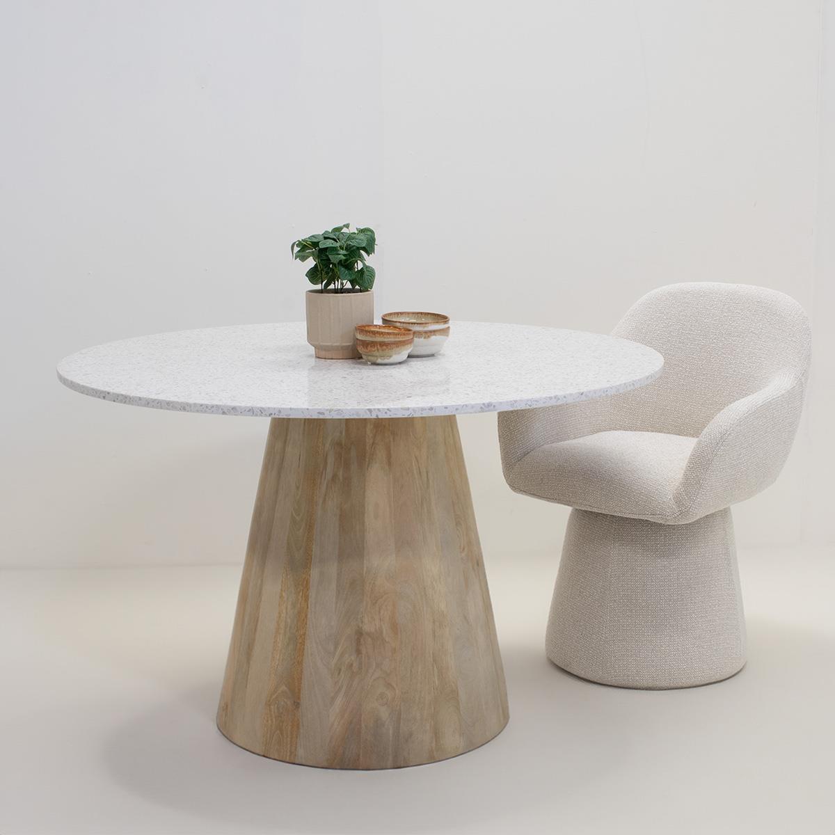 DÉJA Living - Eettafel Terrazzo|Hout - Naturel - 120x120x76cm - Sara