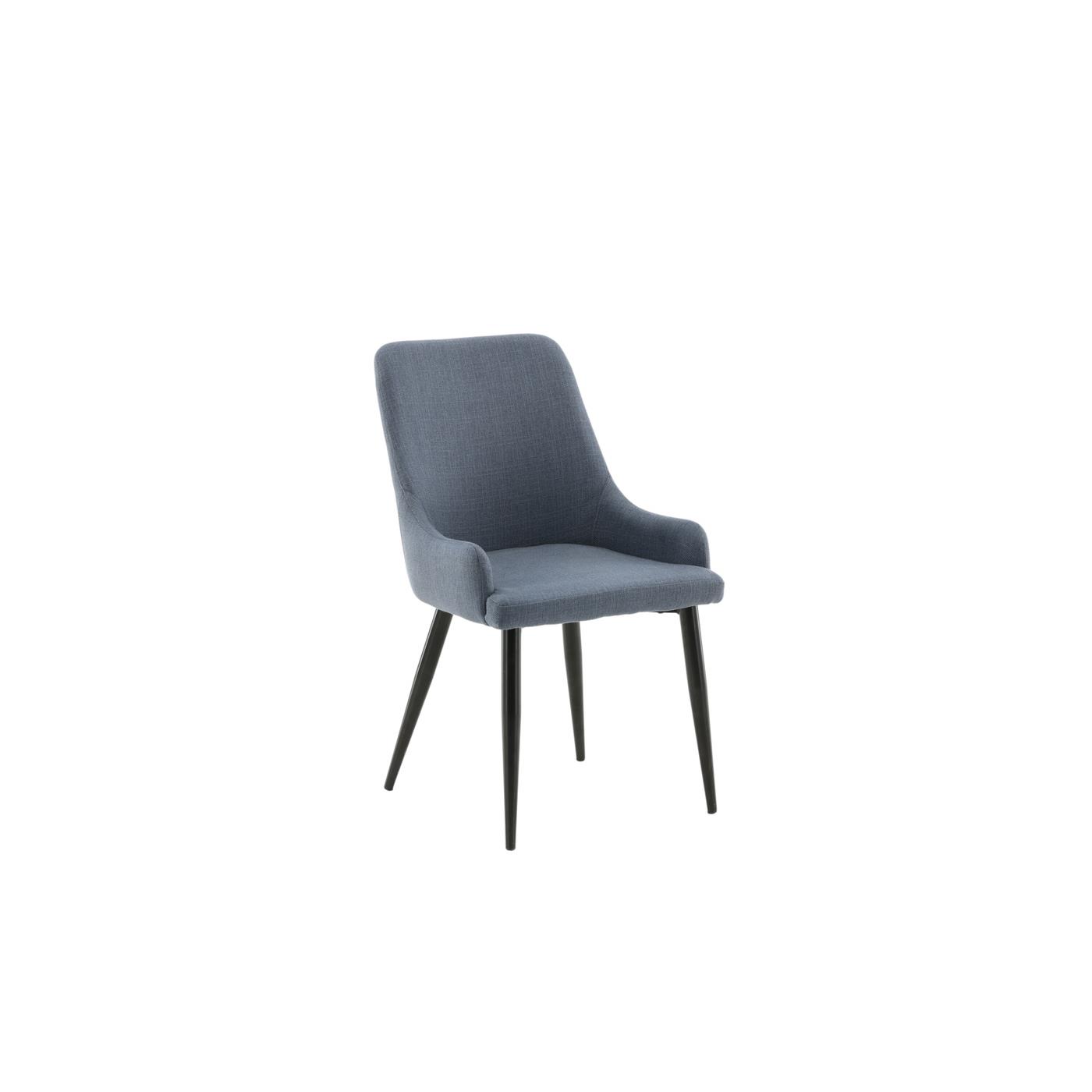 Fjôrd - Eetkamerstoel Blauw|Zwart - Stof - Plaza - Set van 2
