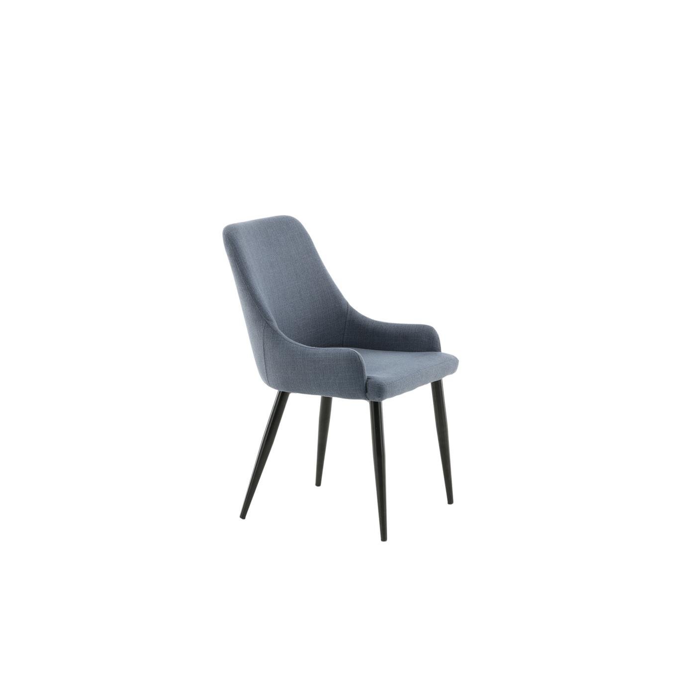 Fjôrd - Eetkamerstoel Blauw|Zwart - Stof - Plaza - Set van 2
