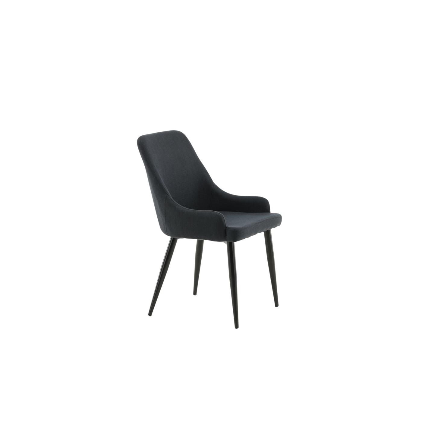 Fjôrd - Eetkamerstoel Zwart - Stof - Plaza - Set van 2
