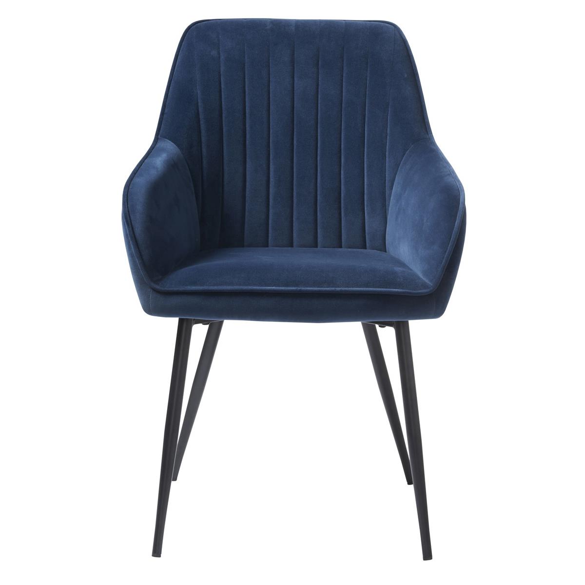 Giga Living - Eetkamerstoel Blauw Velvet - Nolan Stripe - Set van 2