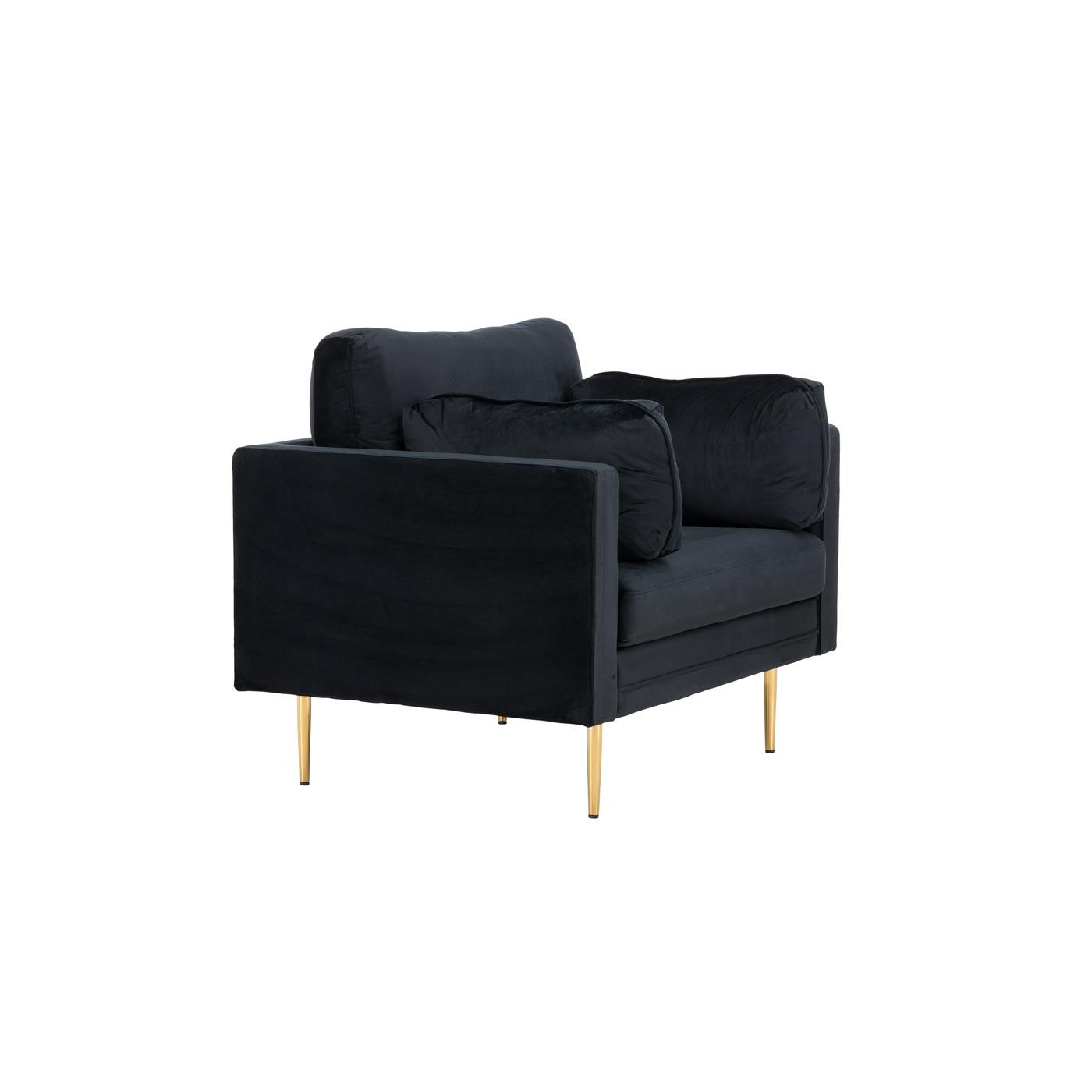 Fjôrd - Fauteuil Zwart|Goud - Velvet - Boom