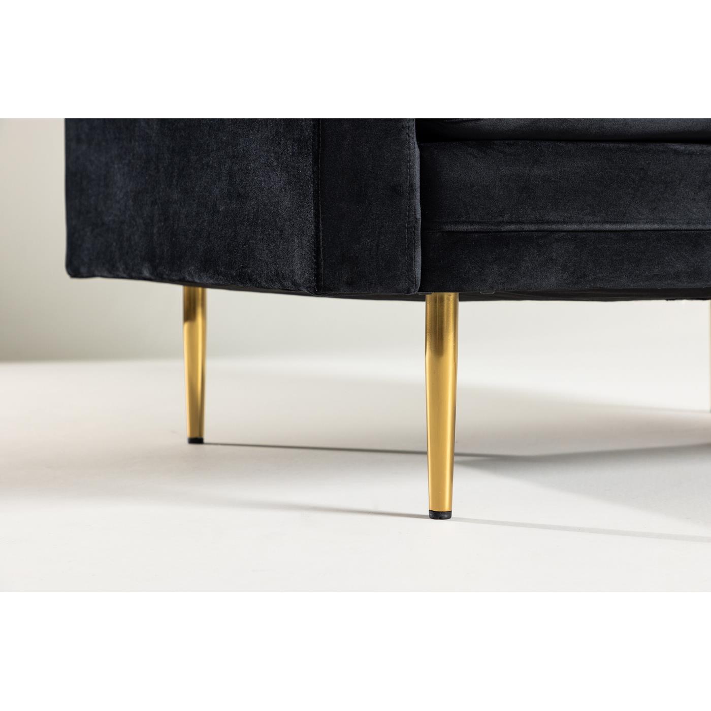 Fjôrd - Fauteuil Zwart|Goud - Velvet - Boom