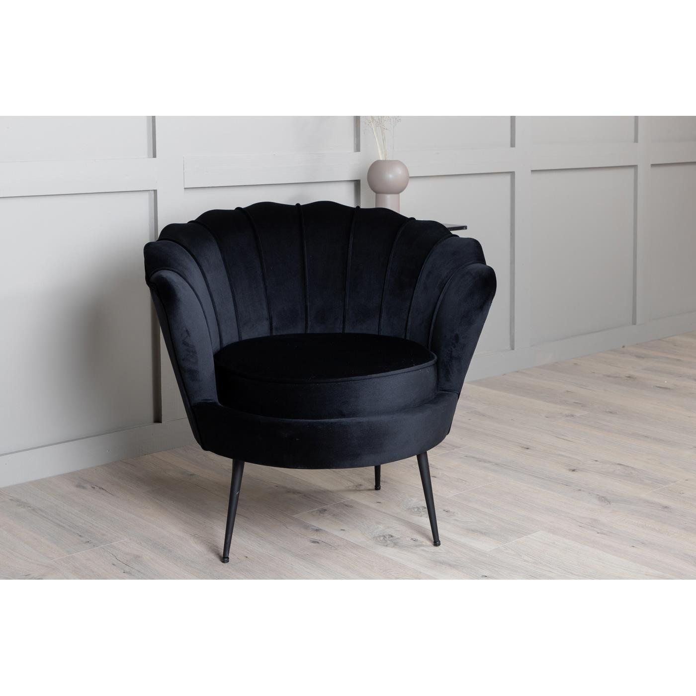 Fjôrd - Fauteuil Zwart - Velvet - Calais