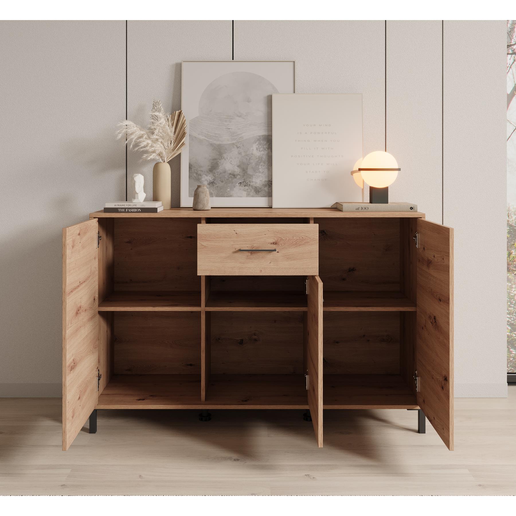 Meubella Dressoir Vidor - Eiken - 138 cm - 1 lade