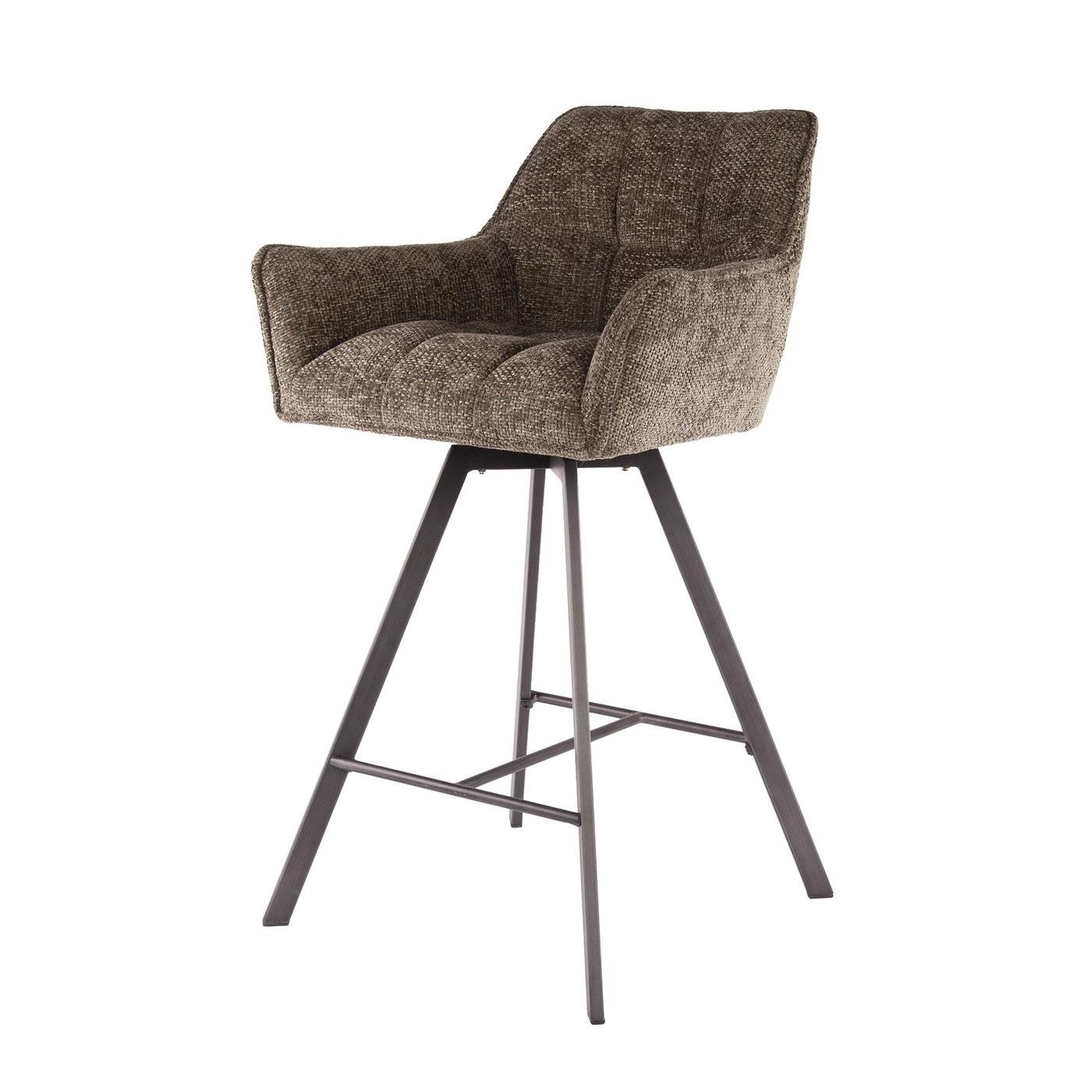 Giga Meubel - Barstoel Draaibaar Taupe - Raster - Set van 2