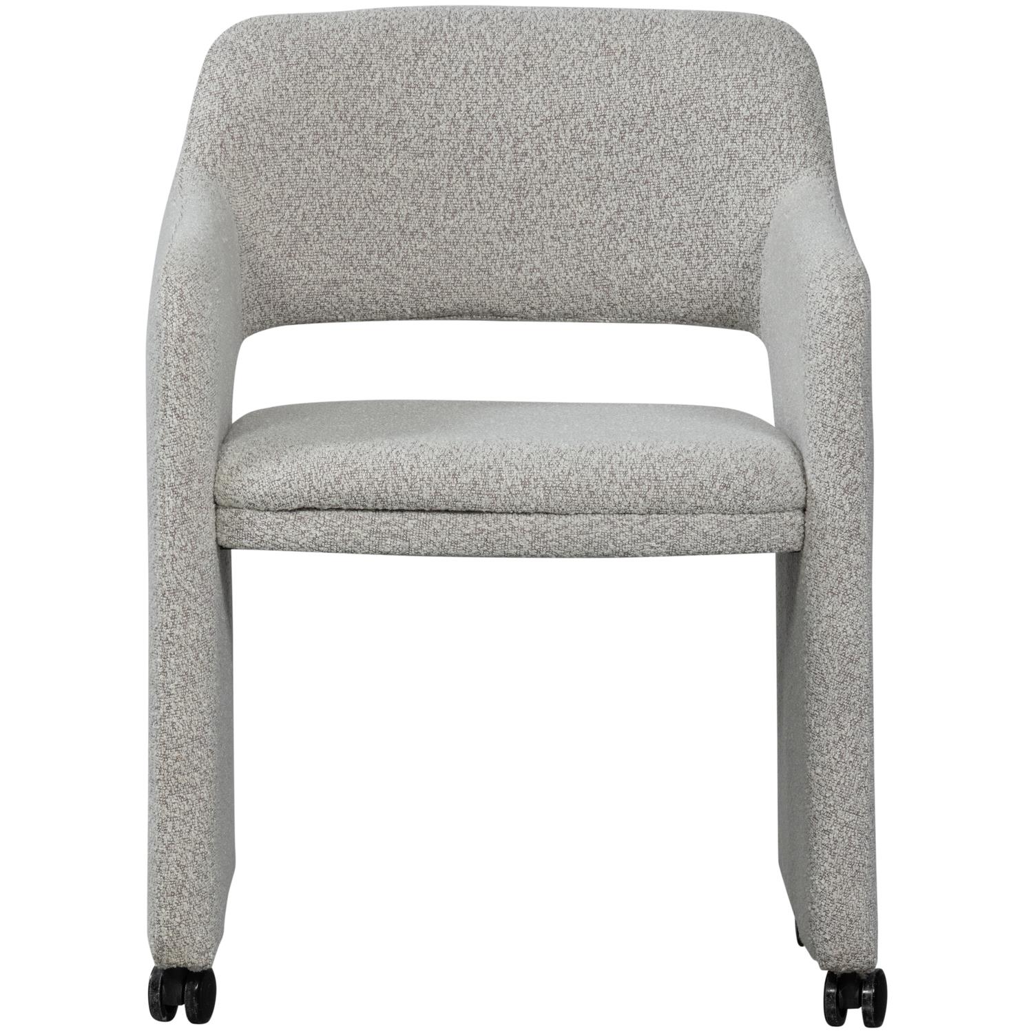 WOOOD Lyric Eetkamerstoel Met Wieltjes - Polyester - Greige - 79x59x58
