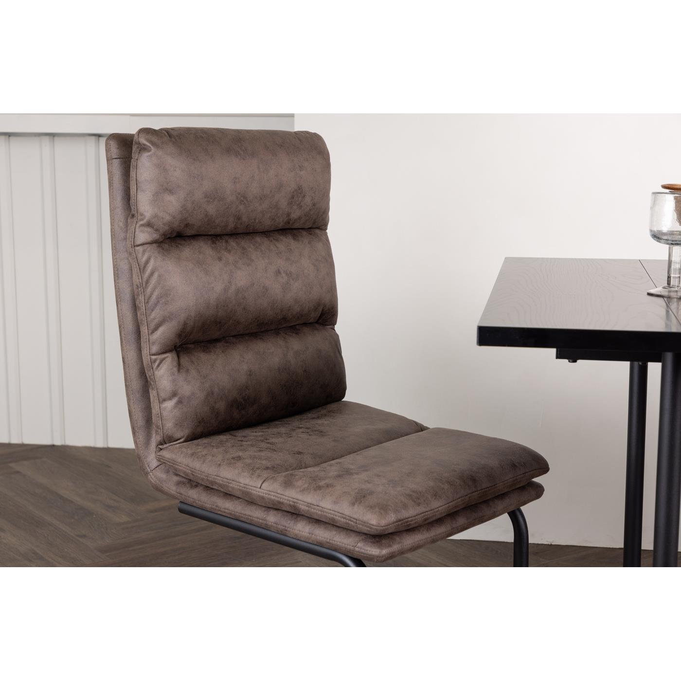 Fjôrd - Eetkamerstoel Bruin - Microfiber - Zizo - Set van 2