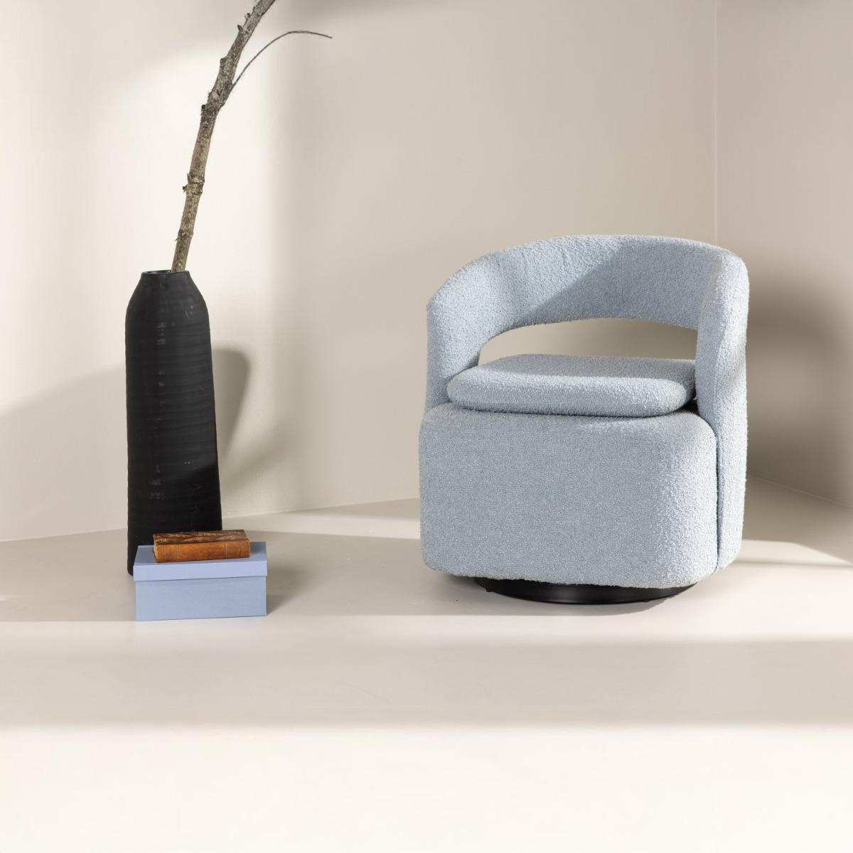 Fjôrd - Fauteuil Blauw - Bouclé - Laurel