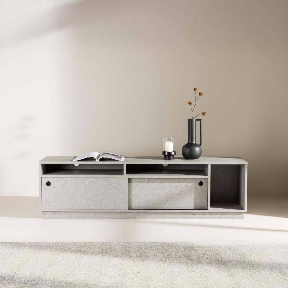 Fjôrd - Tv-meubel Stone Beton - Melamine - Girona