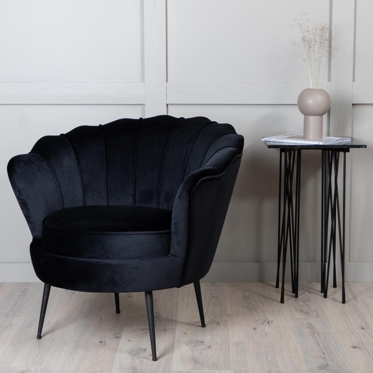Fjôrd - Fauteuil Zwart - Velvet - Calais