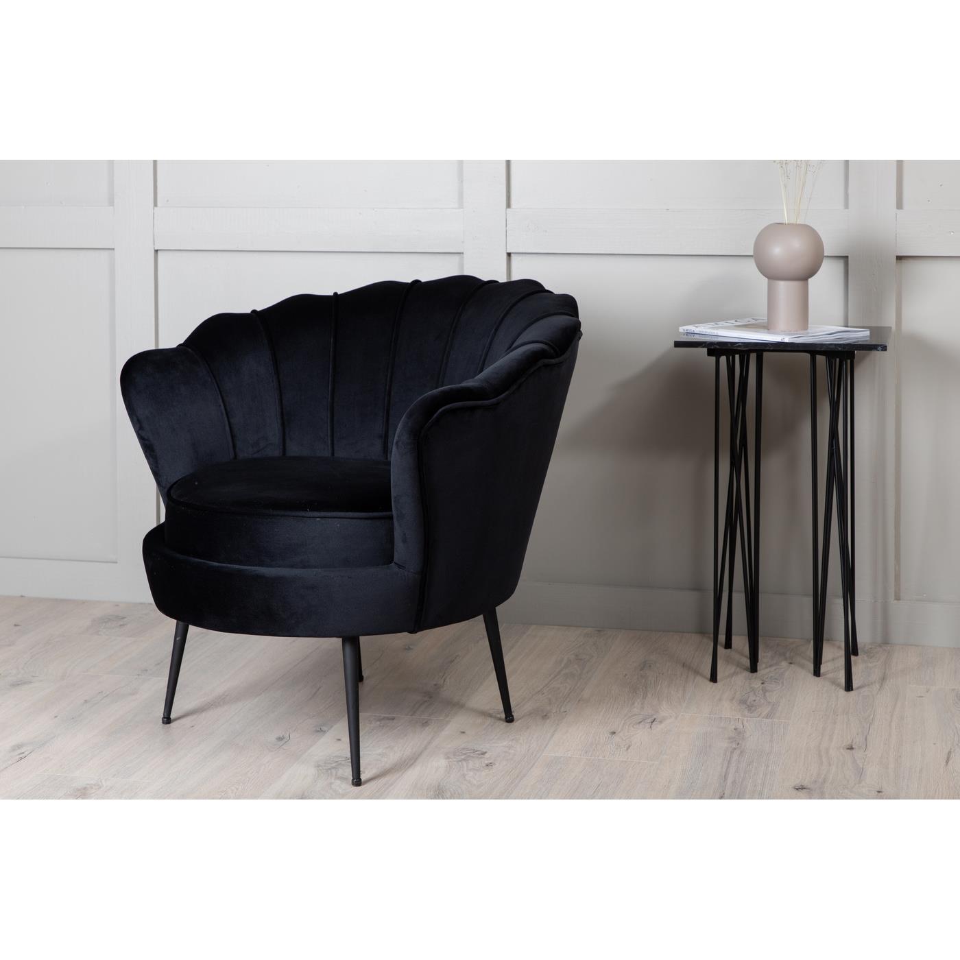 Fjôrd - Fauteuil Zwart - Velvet - Calais