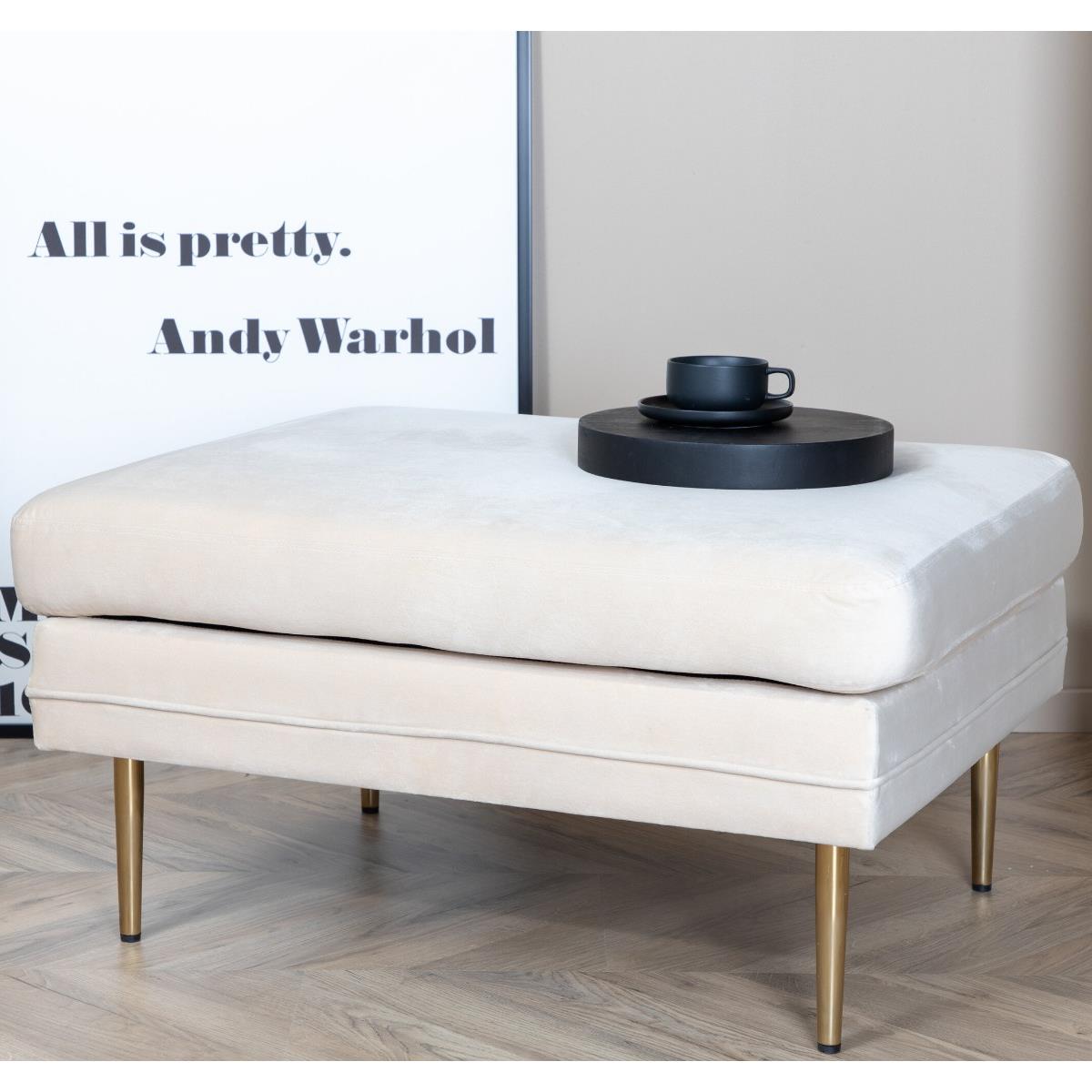 Fjôrd - Poef Beige|Goud - Velvet - Boom