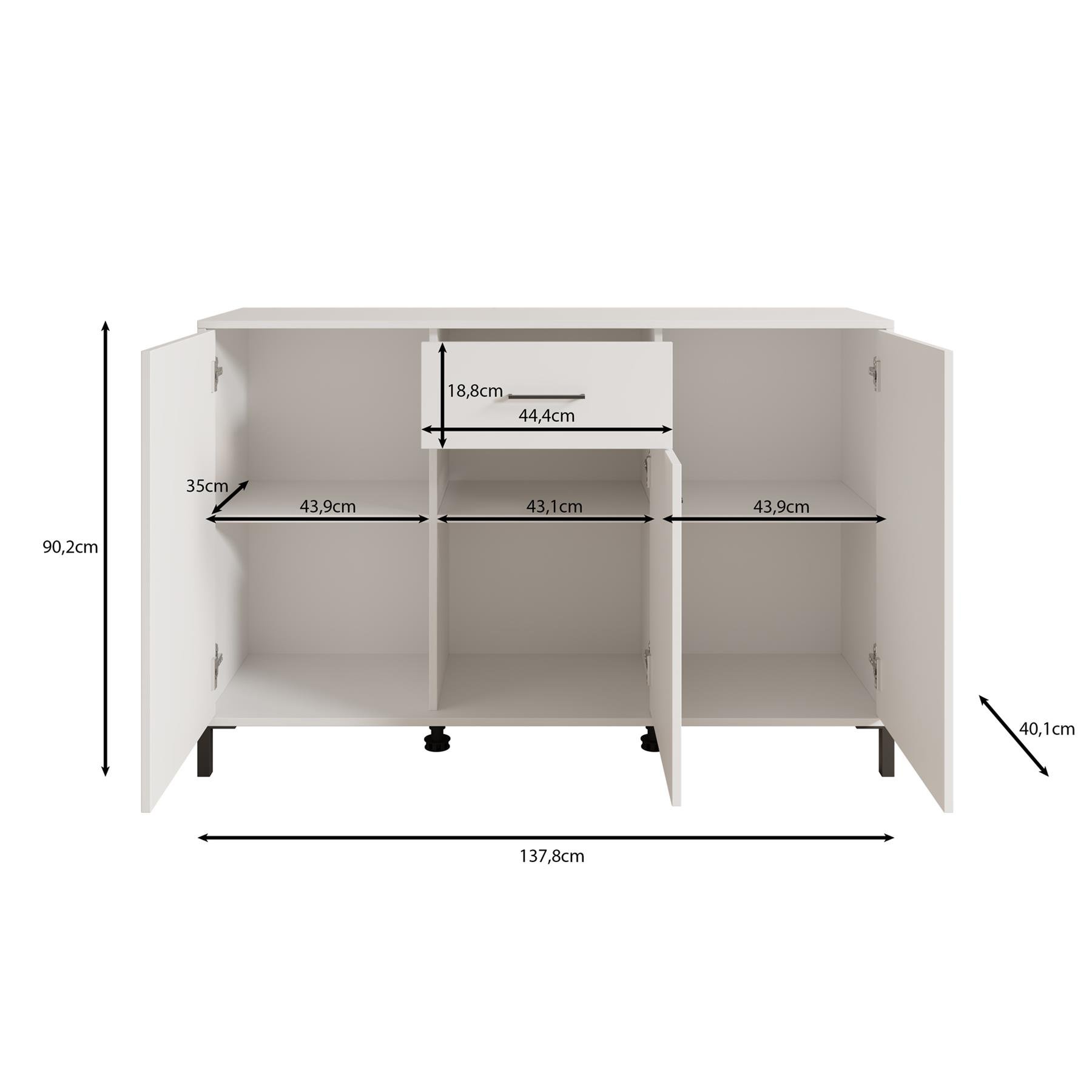 Meubella Dressoir Vidor - Eiken - 138 cm - 1 lade
