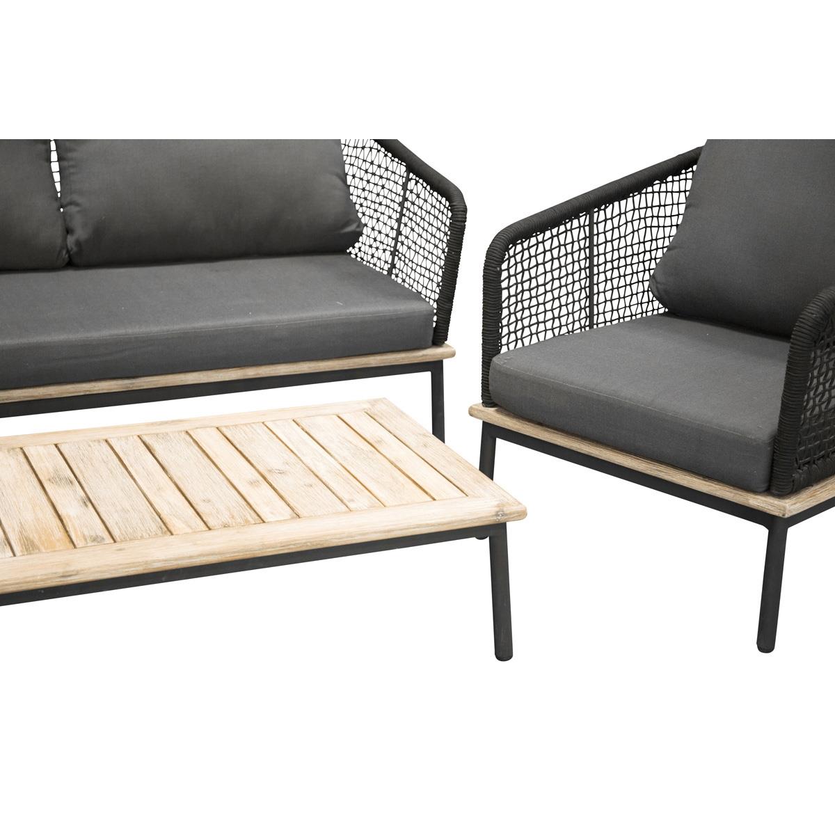 Fjôrd - Tuinset Zwart - Aluminium|Acaciahout - Andorra
