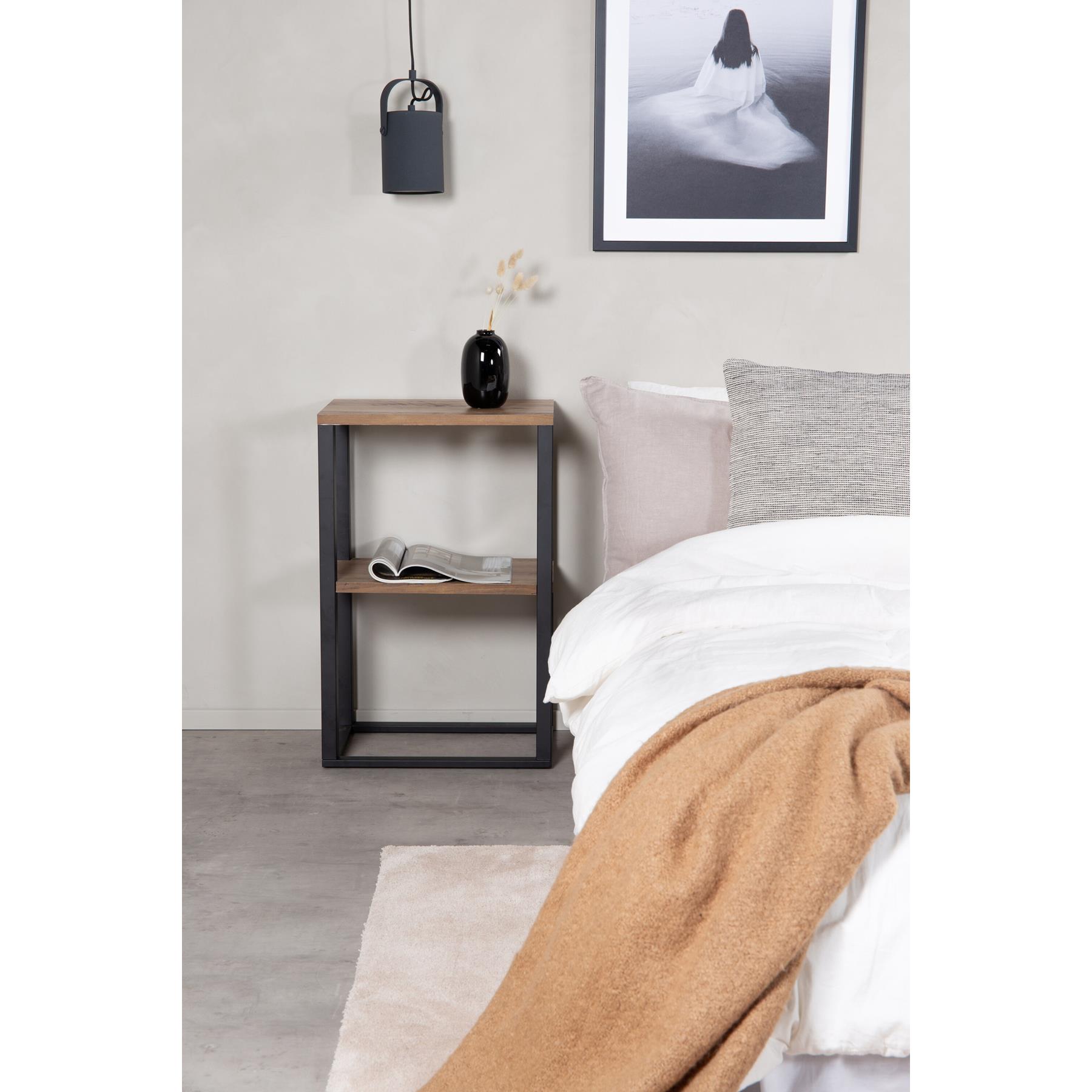 Fjôrd - Nachtkastje Zwart Teak-look - 55x30x70cm - Rise