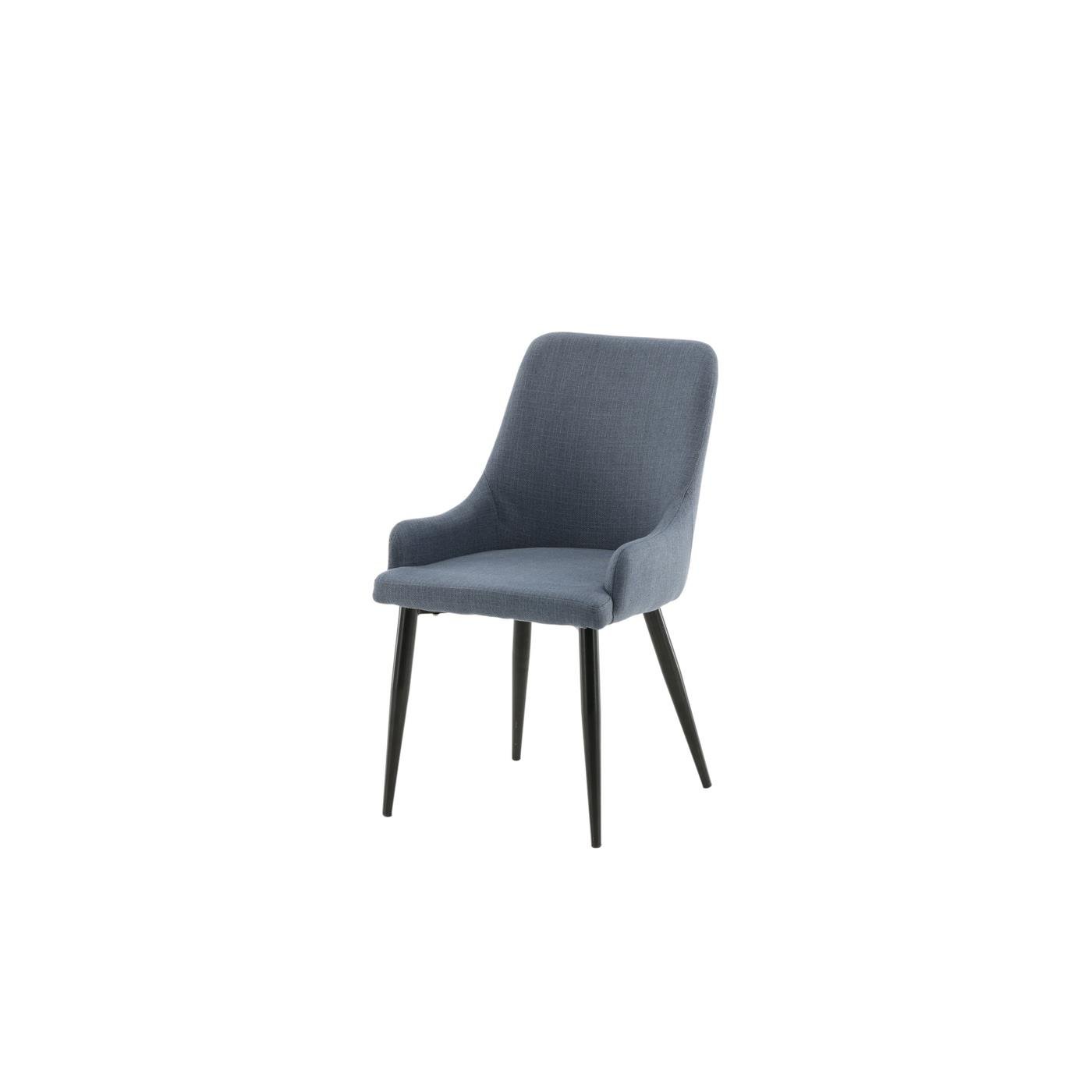 Fjôrd - Eetkamerstoel Blauw|Zwart - Stof - Plaza - Set van 2