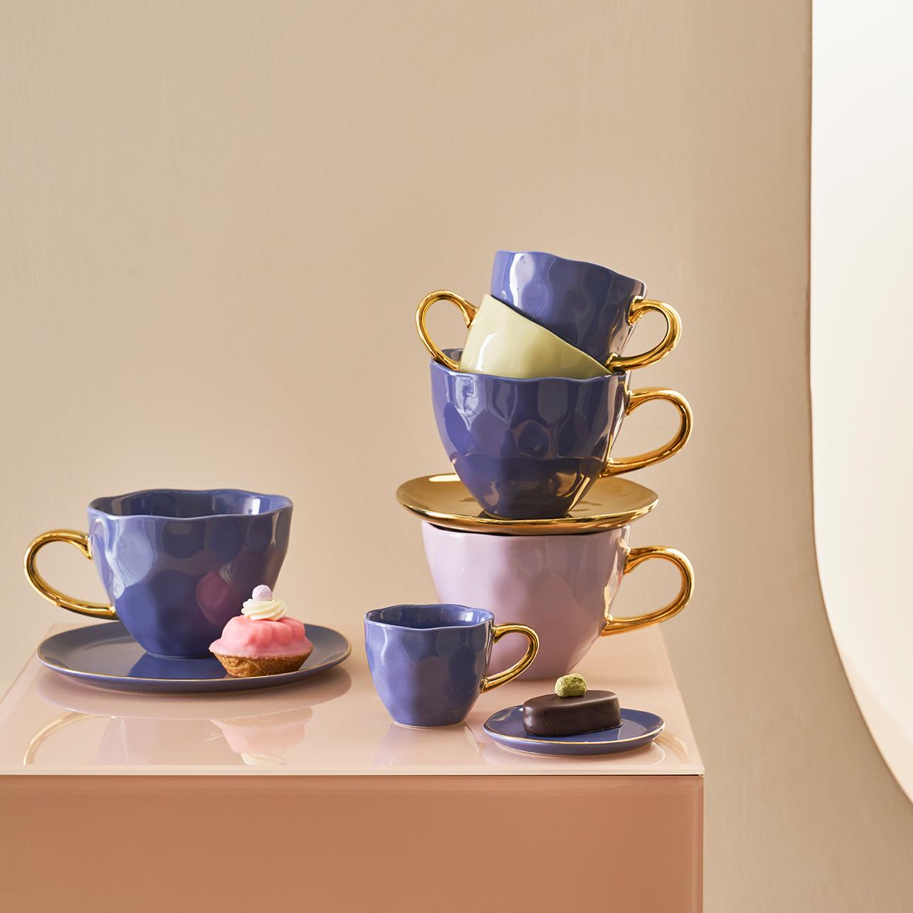 Urban Nature Culture Good Morning Cappuccino / Theekop - Purple Blue - 4 st.