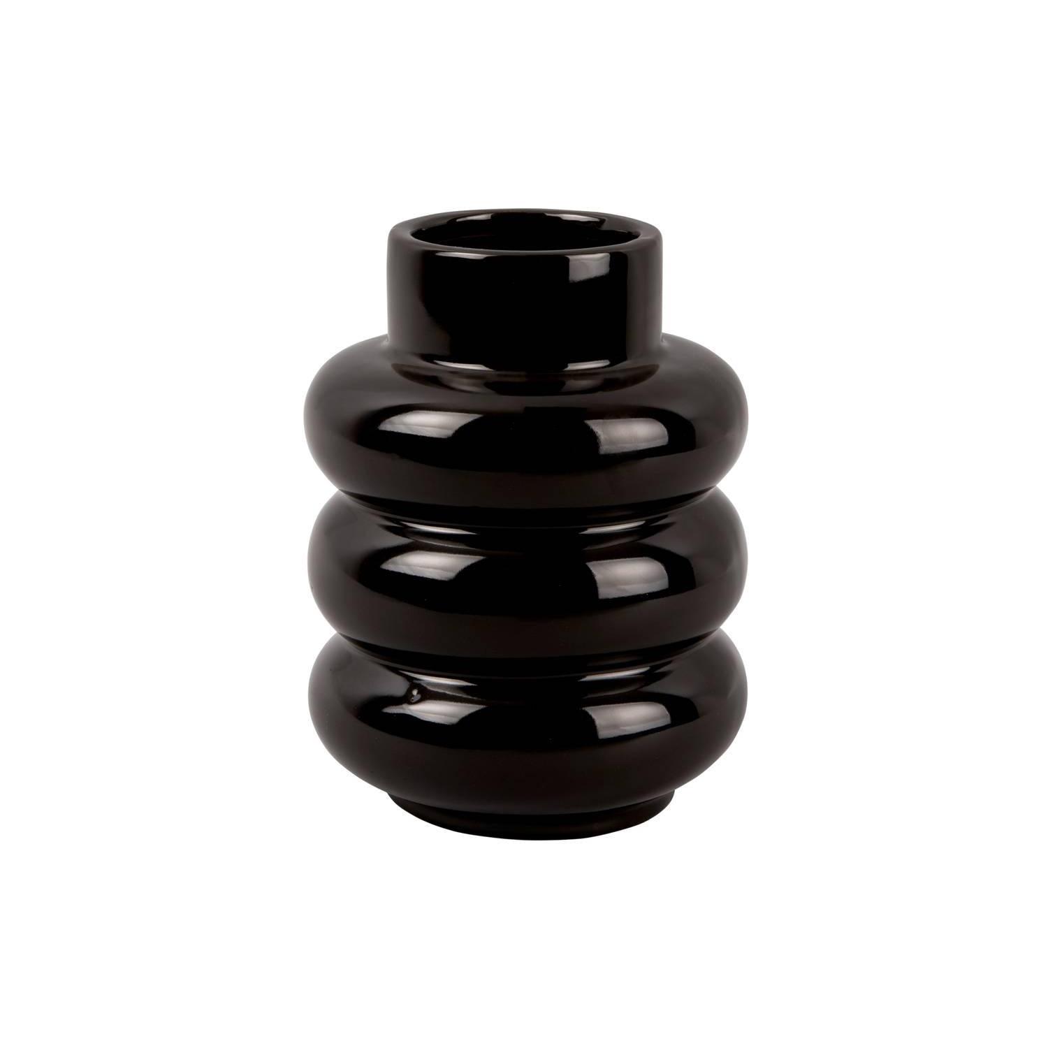 present time - Vase Bobbly Glazed ceramic medium black