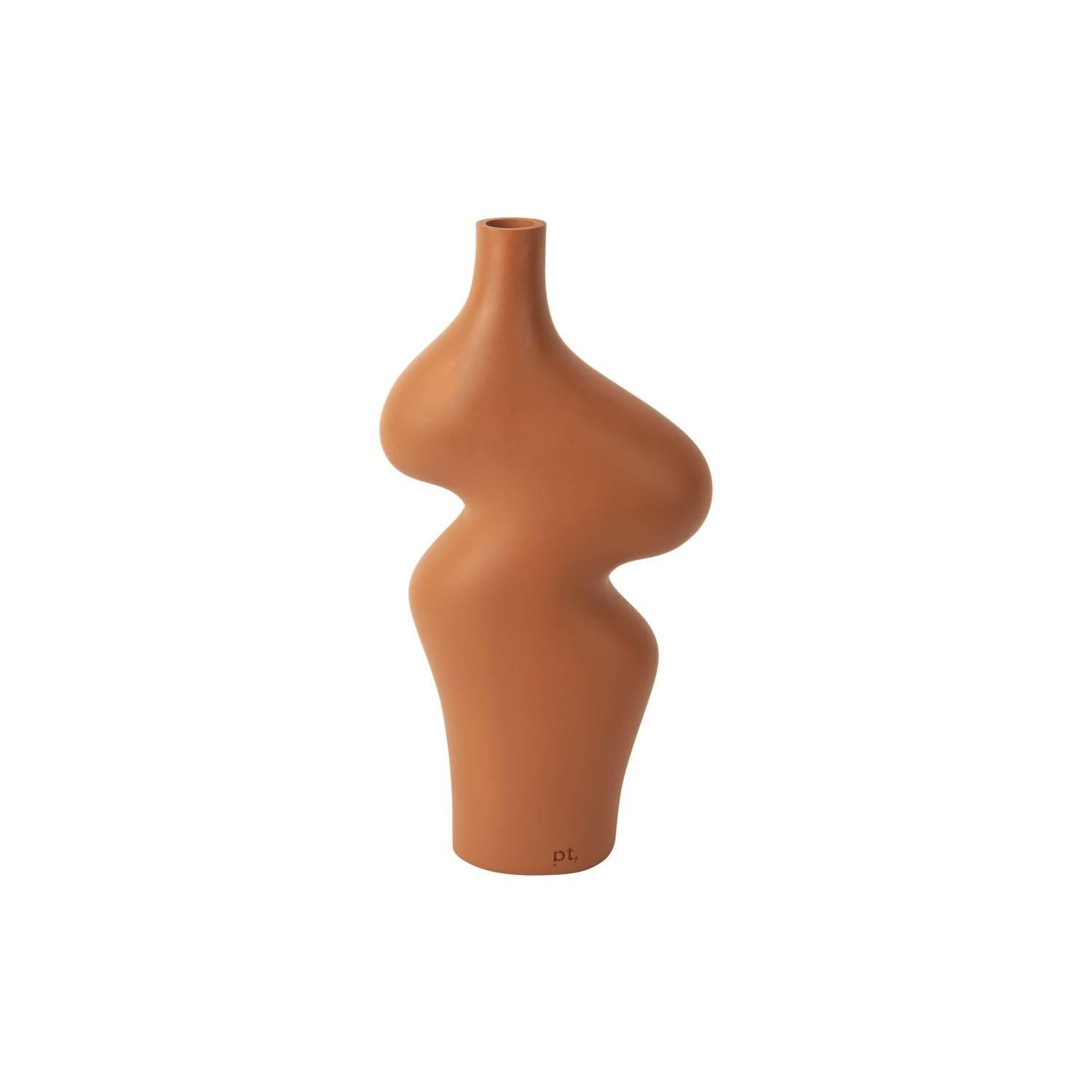 present time - Vase Organic Curves large polyresin burned orange