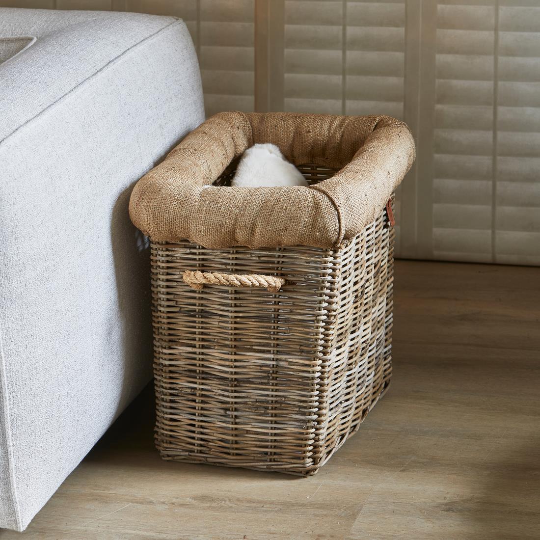 Riviera Maison Opbergmand Naturel - Log - Rattan (LxBxH) 40x53x52