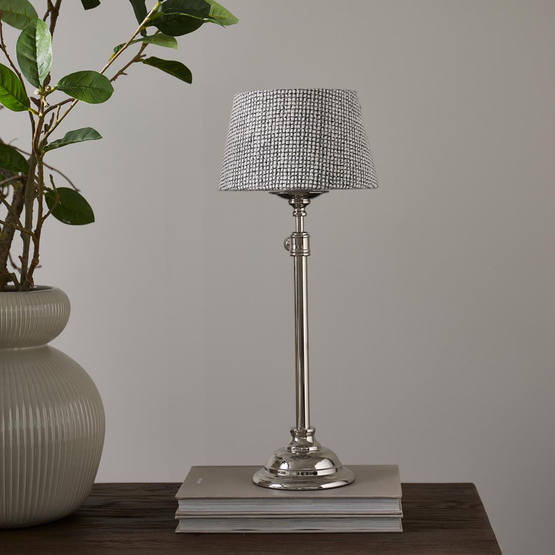 Riviera Maison Lampenkap Zwart|Wit - Lanier - Zijde|IJzer (ØxH) 20x12