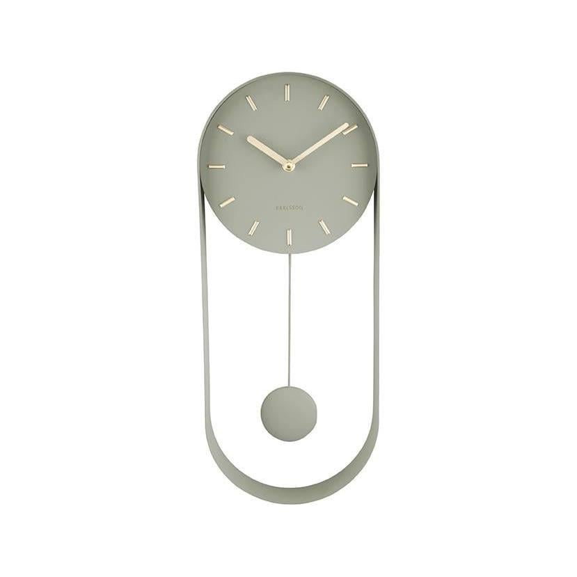 Karlsson - Wandklok Pendulum Charm - Staal - Jungle Groen - 4,8x50x20cm