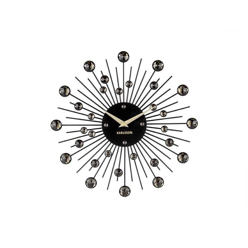 Karlsson - Wandklok Sunburst - Kristal - Zwart - Medium - Ø30cm