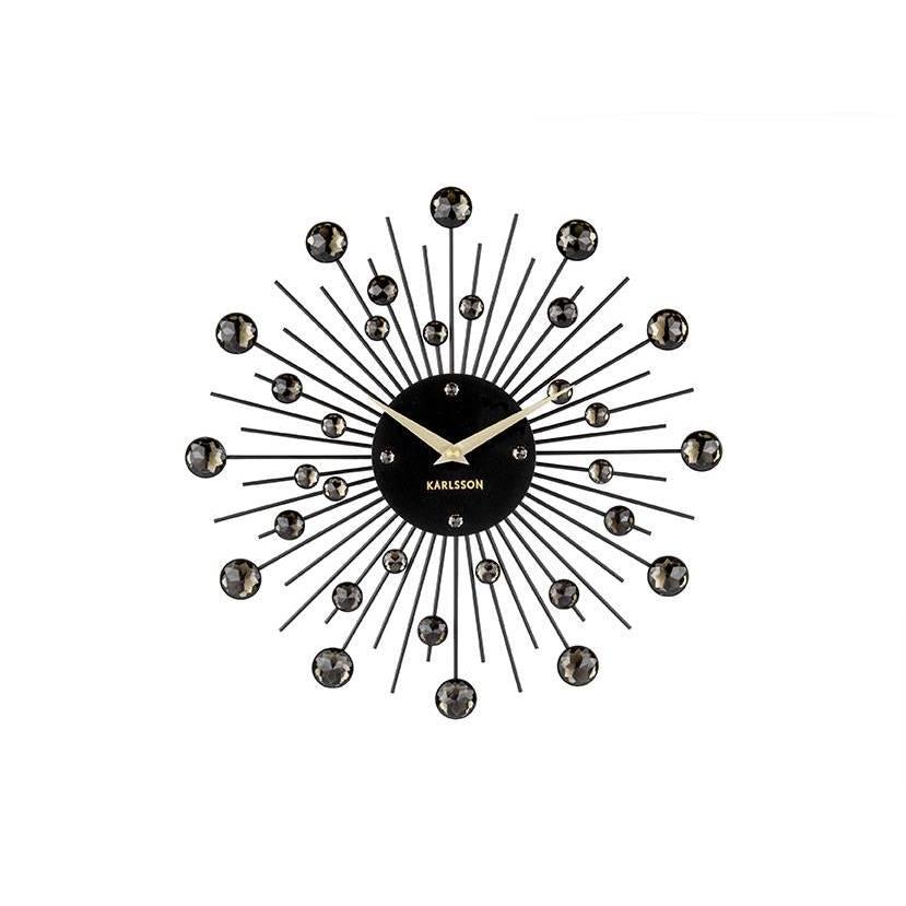 Karlsson - Wandklok Sunburst - Kristal - Zwart - Medium - Ø30cm