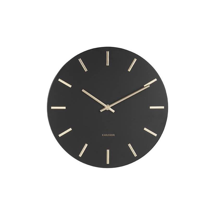 Karlsson - Wandklok Charm - Staal Zwart met Gouden wijzers - Small - Ø30cm
