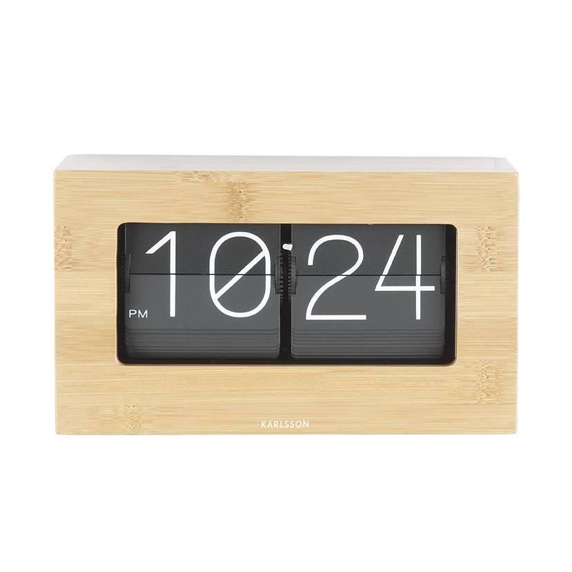 Karlsson Tafelklok Boxed - Flip - Bamboe - 20,5x7x11,5cm