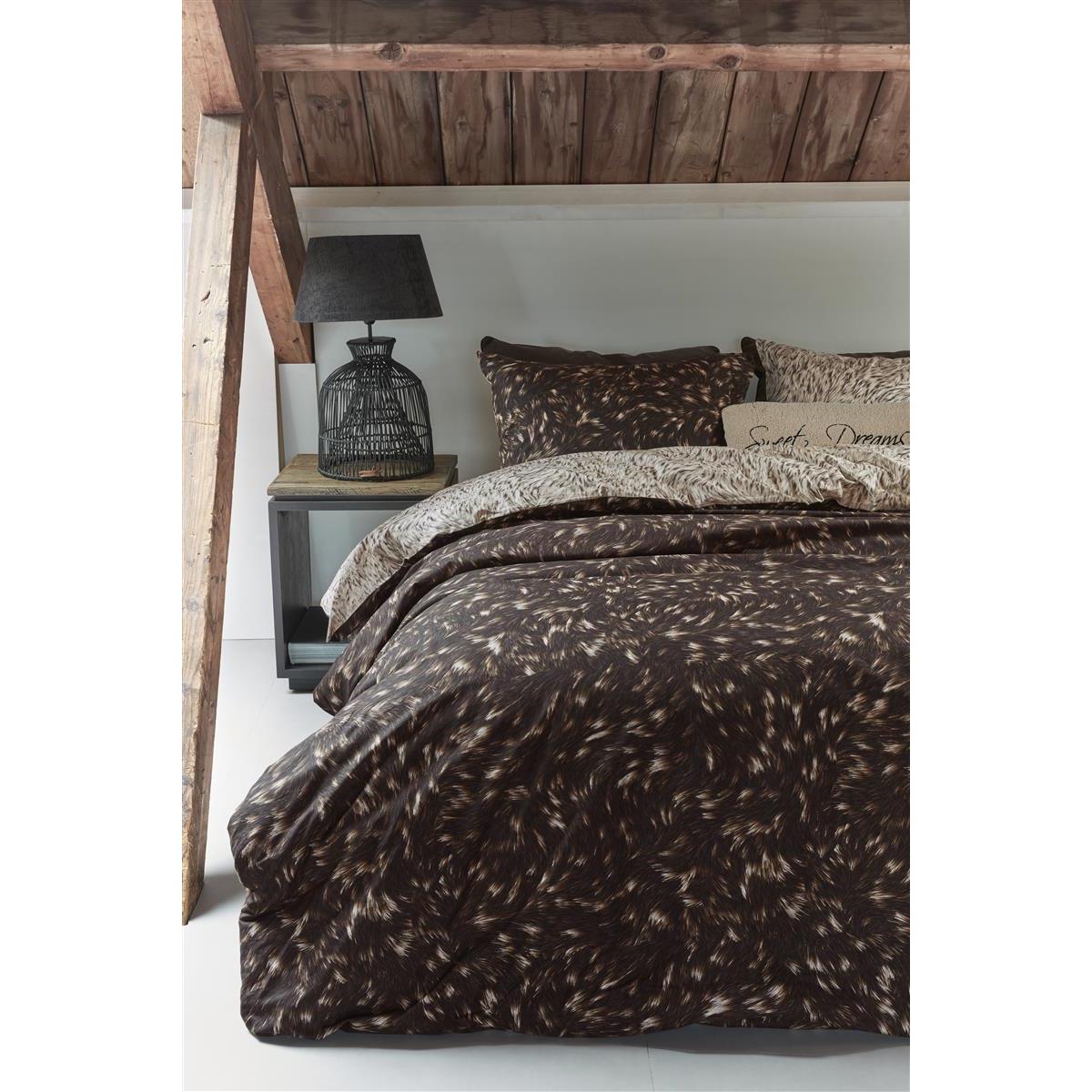 Riviera Maison Fauxy Fur  dekbedovertrek - 260x200|220 - Bruin