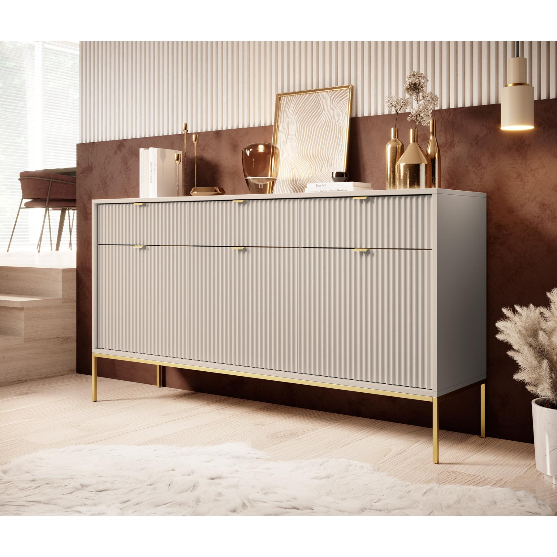 Meubella Dressoir Navil 2 - Beige - 154 cm