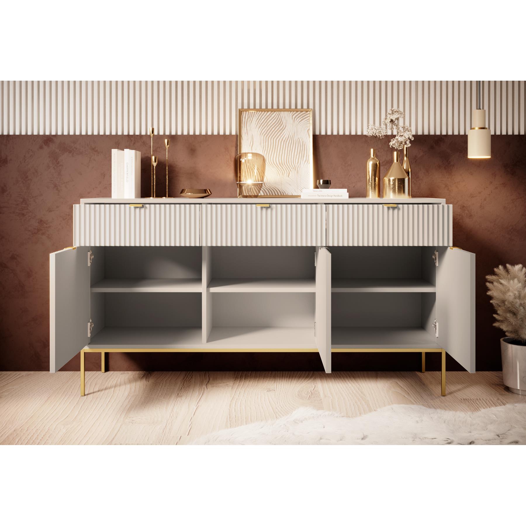 Meubella Dressoir Navil 2 - Beige - 154 cm