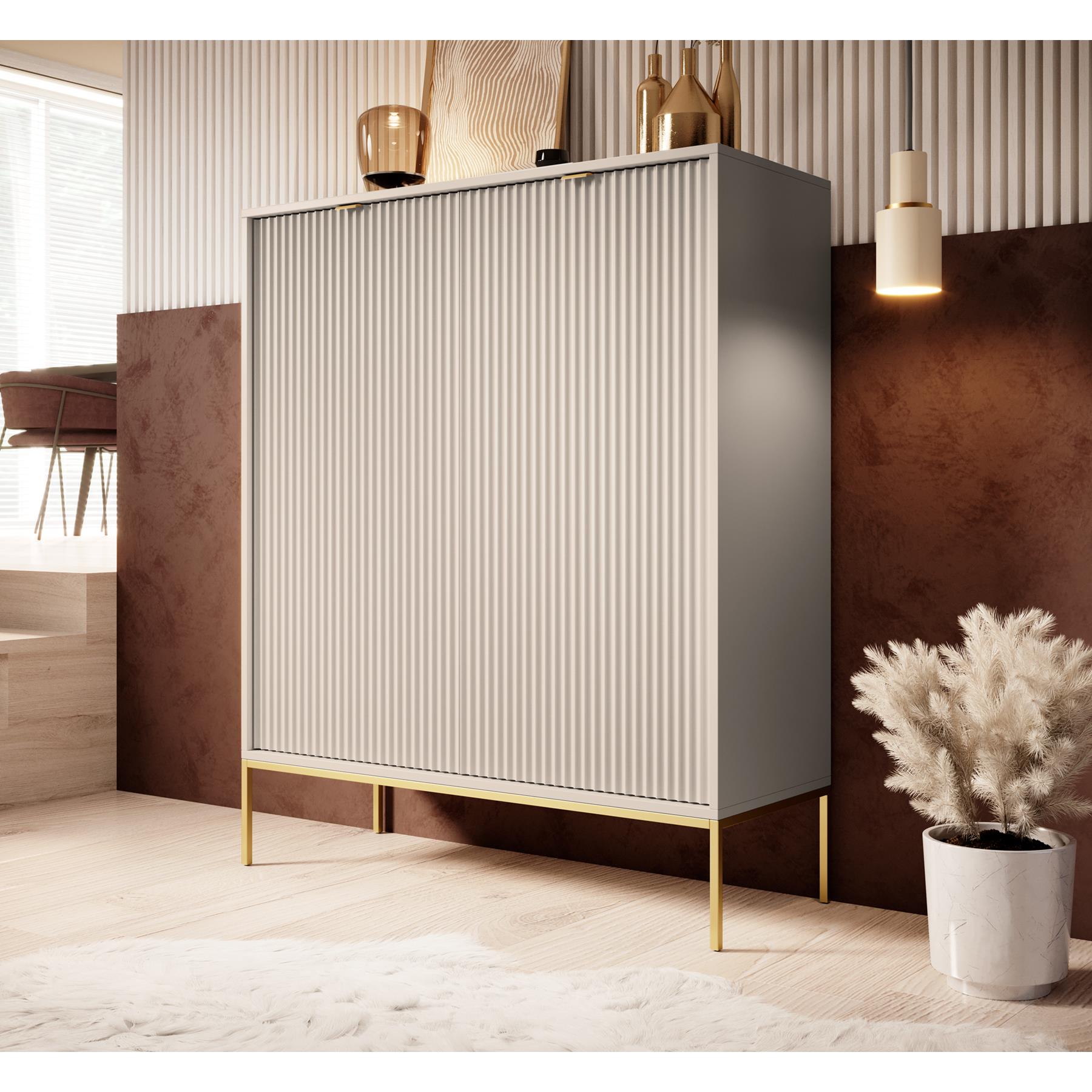 Meubella Dressoir Navil 2 - Beige - 104 cm - Hoog