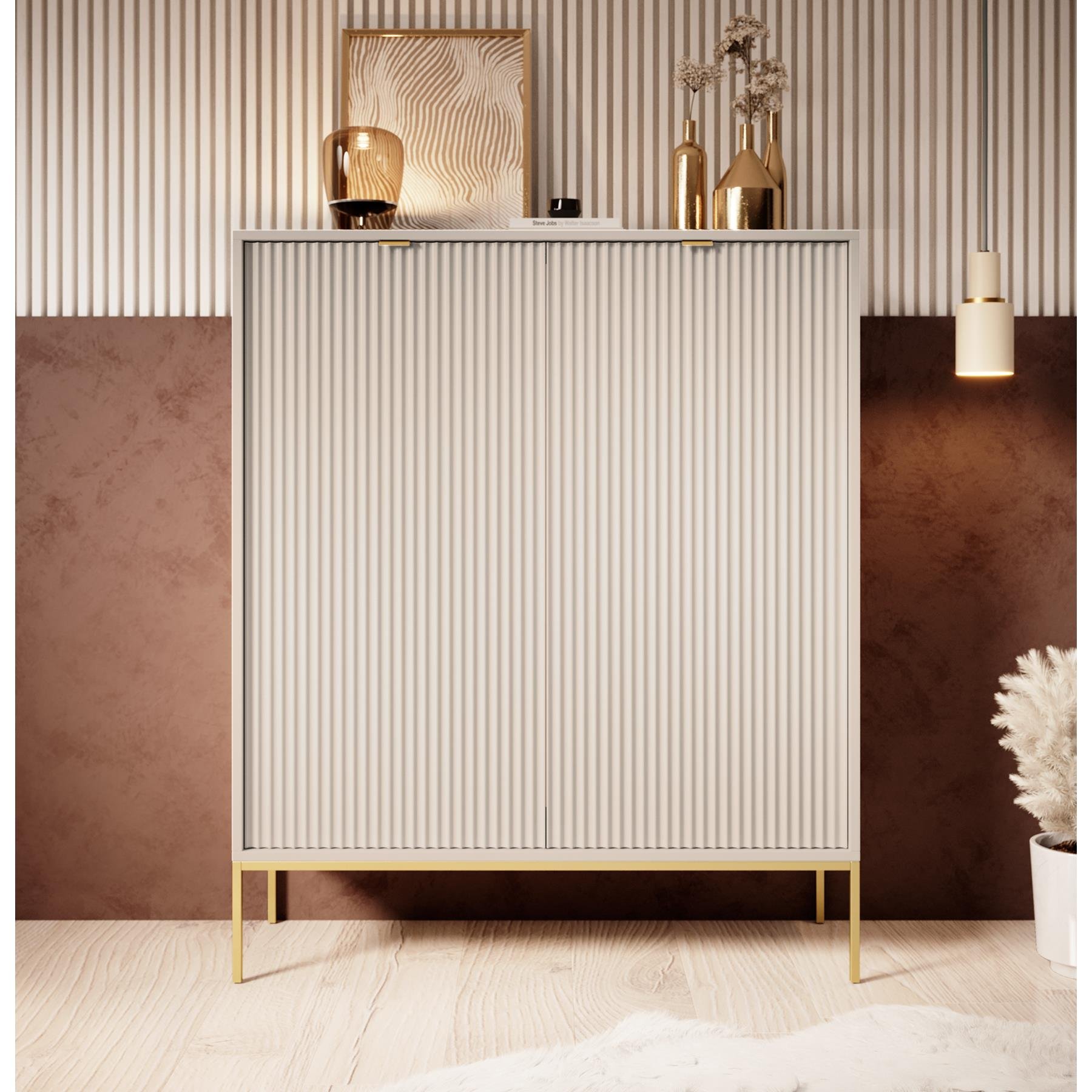 Meubella Dressoir Navil 2 - Beige - 104 cm - Hoog