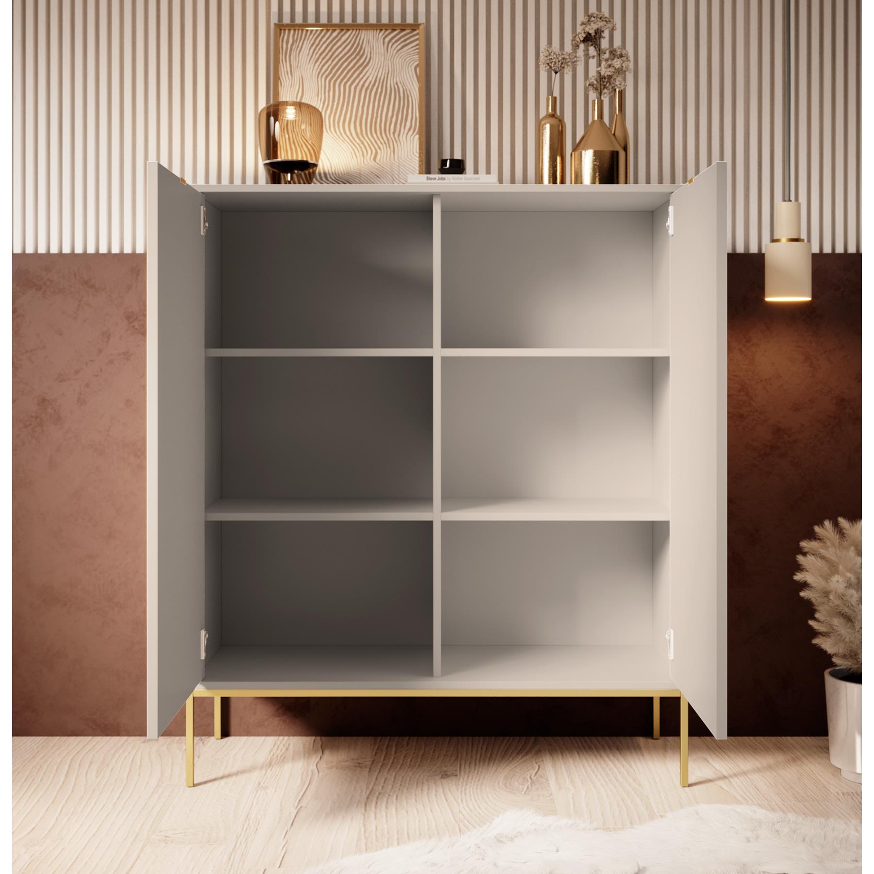 Meubella Dressoir Navil 2 - Beige - 104 cm - Hoog