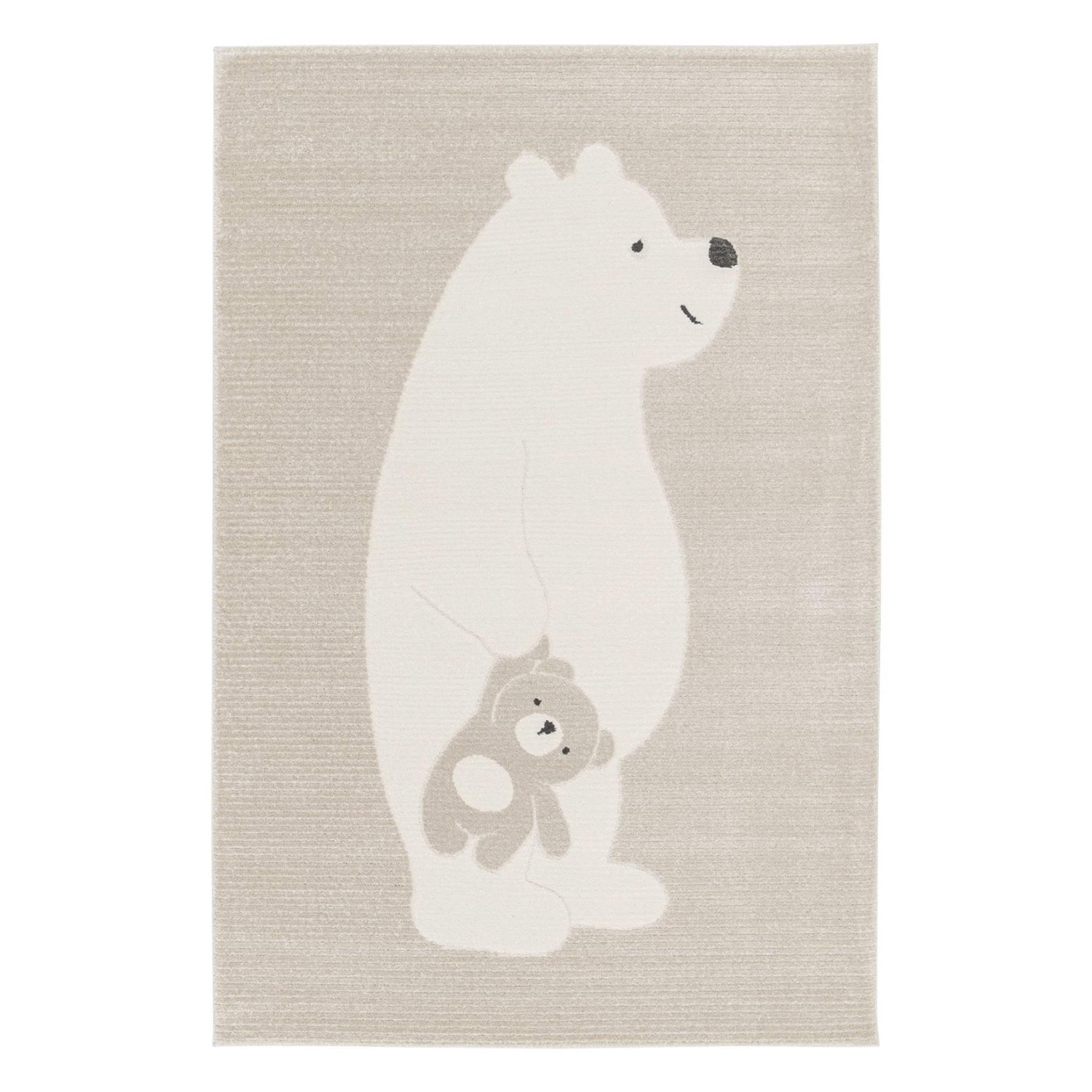 sweeek - Vloerkleed beige|crème, teddybeer
