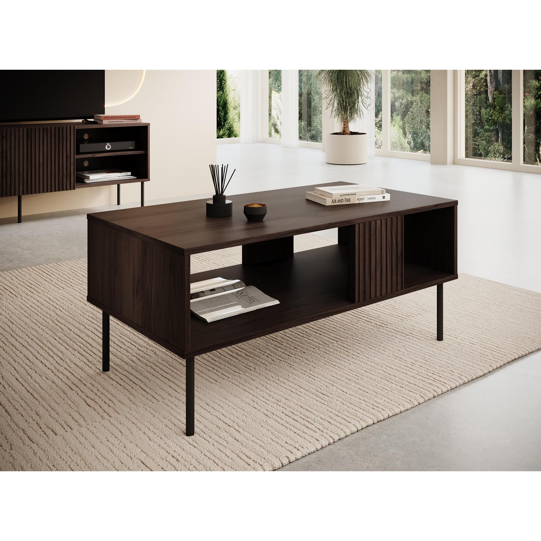 Meubella Salontafel Tartagal - Donkerbruin eiken - 100 cm
