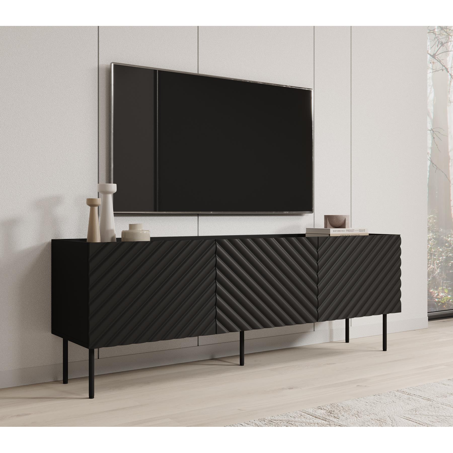 Meubella TV-Meubel Laguna - Zwart - 165 cm