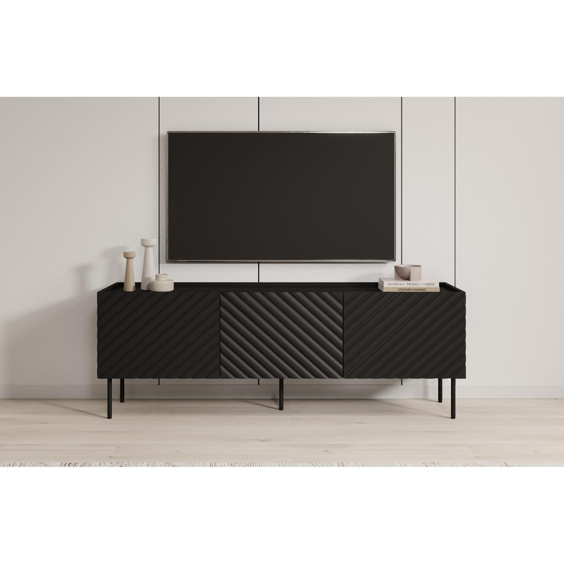Meubella TV-Meubel Laguna - Zwart - 165 cm