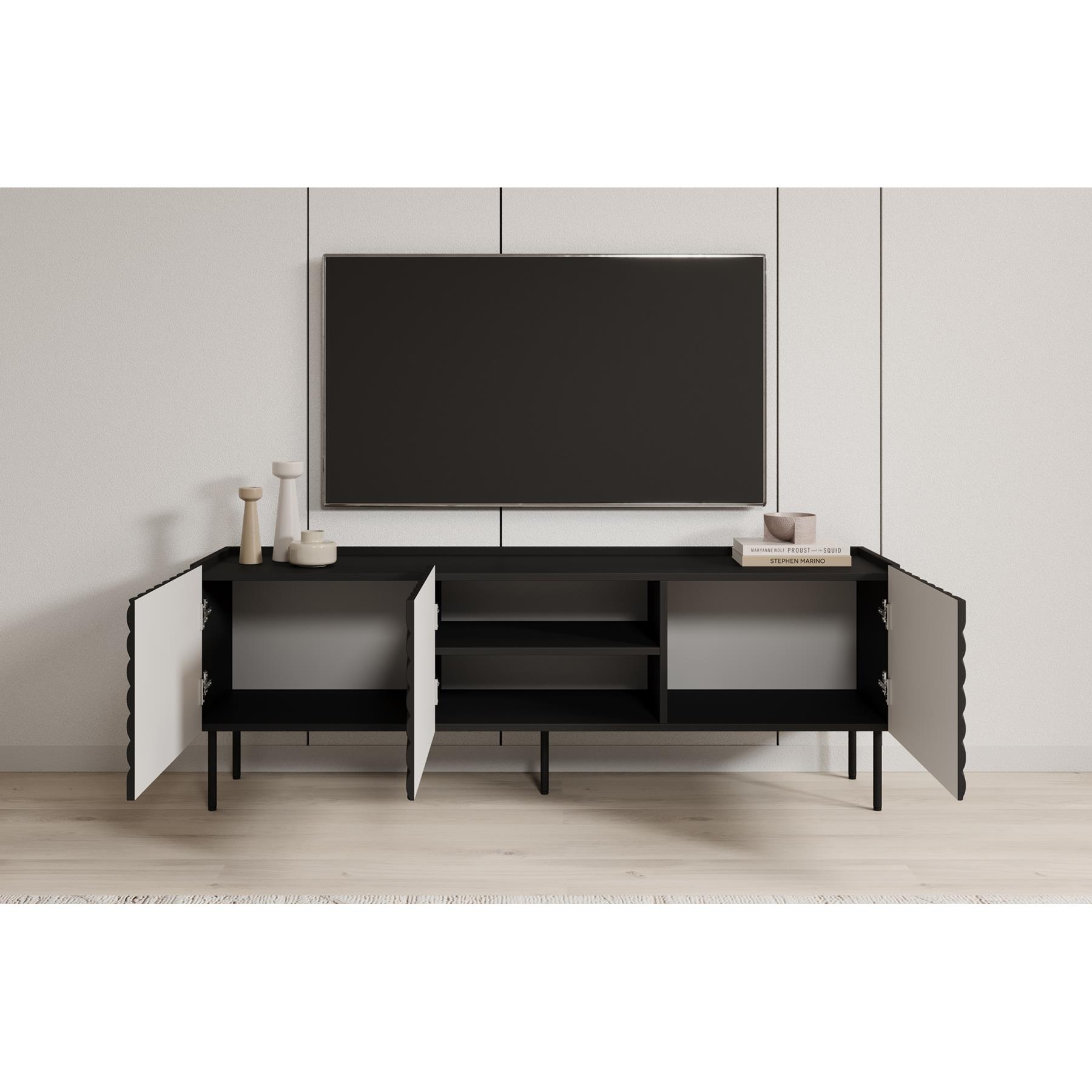 Meubella TV-Meubel Laguna - Zwart - 165 cm