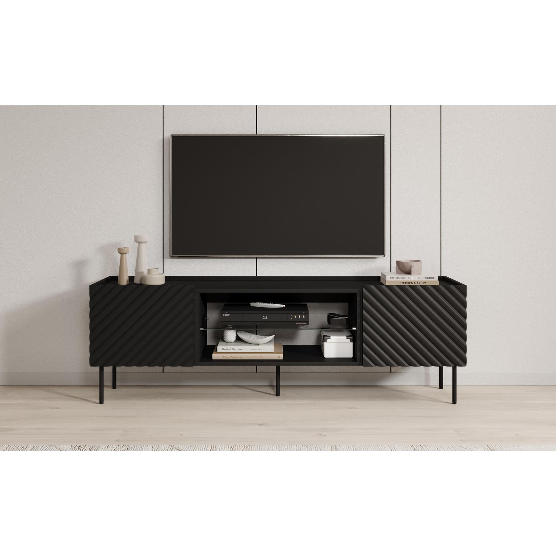 Meubella TV-Meubel Laguna - Zwart - 180 cm