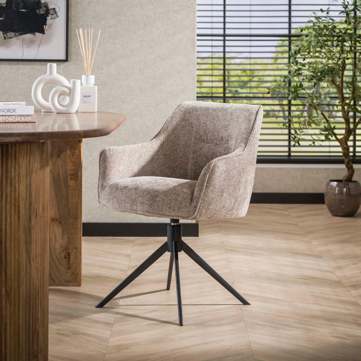 Giga Meubel - Eetkamerstoel Draaibaar Beige - Pull - Set van 2