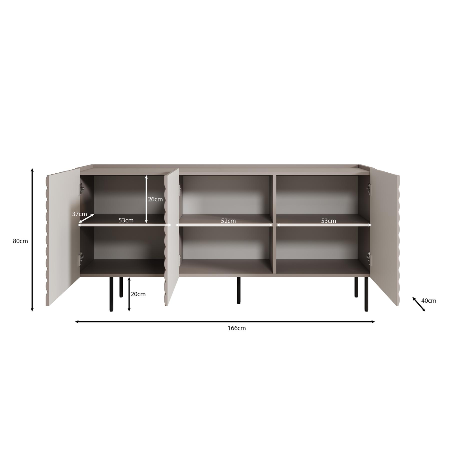 Meubella Dressoir Laguna - Beige - 165 cm