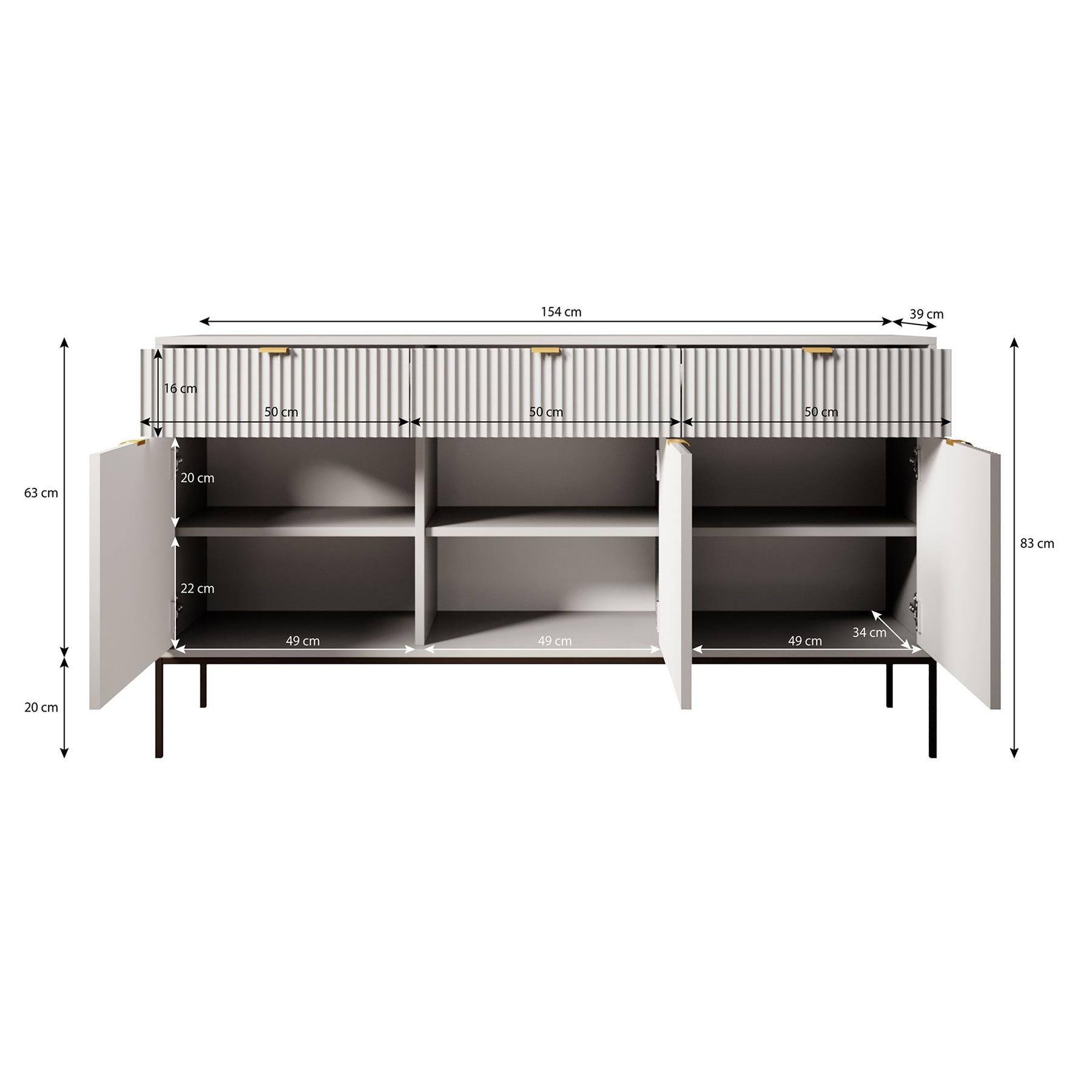 Meubella Dressoir Navil 2 - Beige - 154 cm